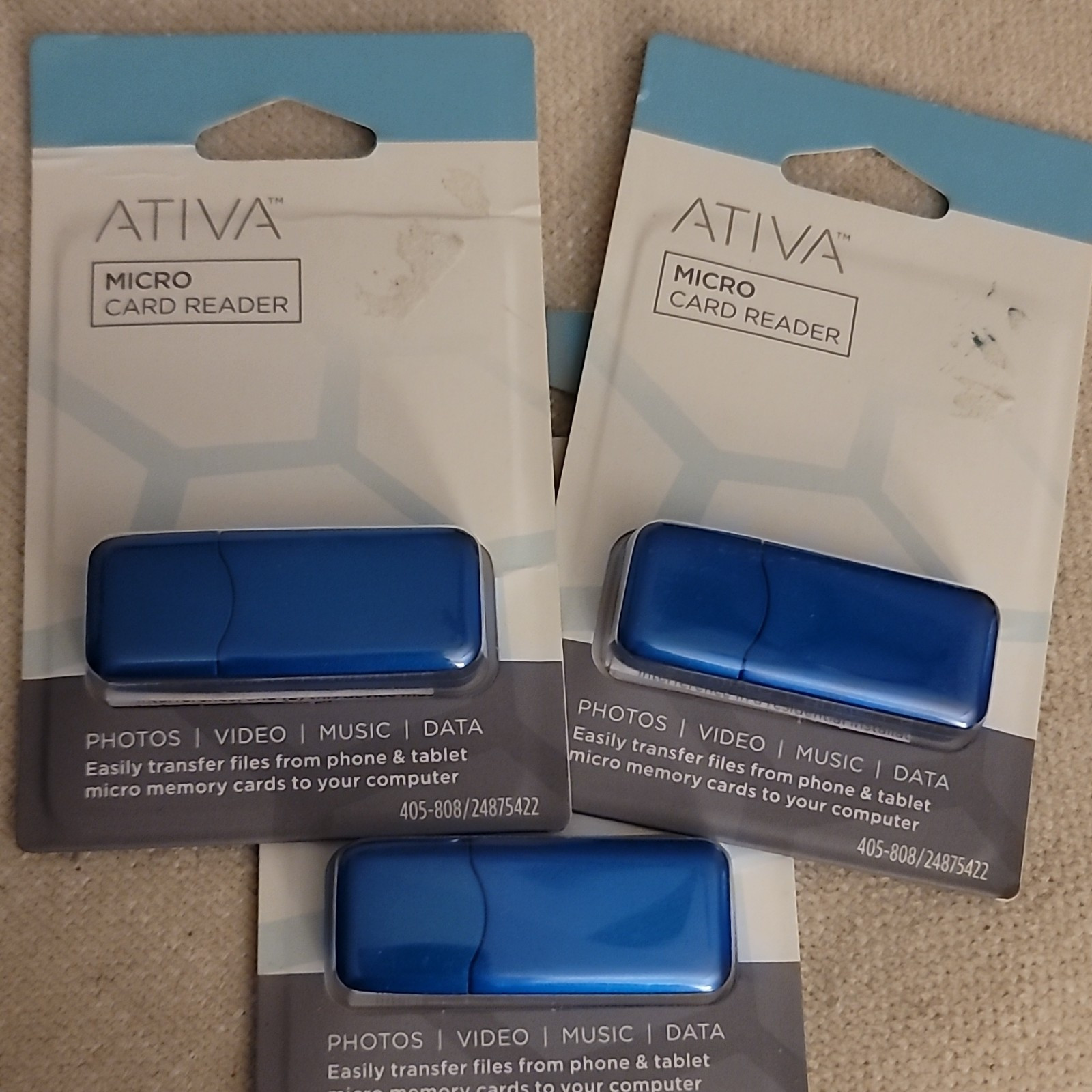 3 Ativa USB Micro Card Readers- microSD/microSDHC/microSDXC MPN 405-808/24875422