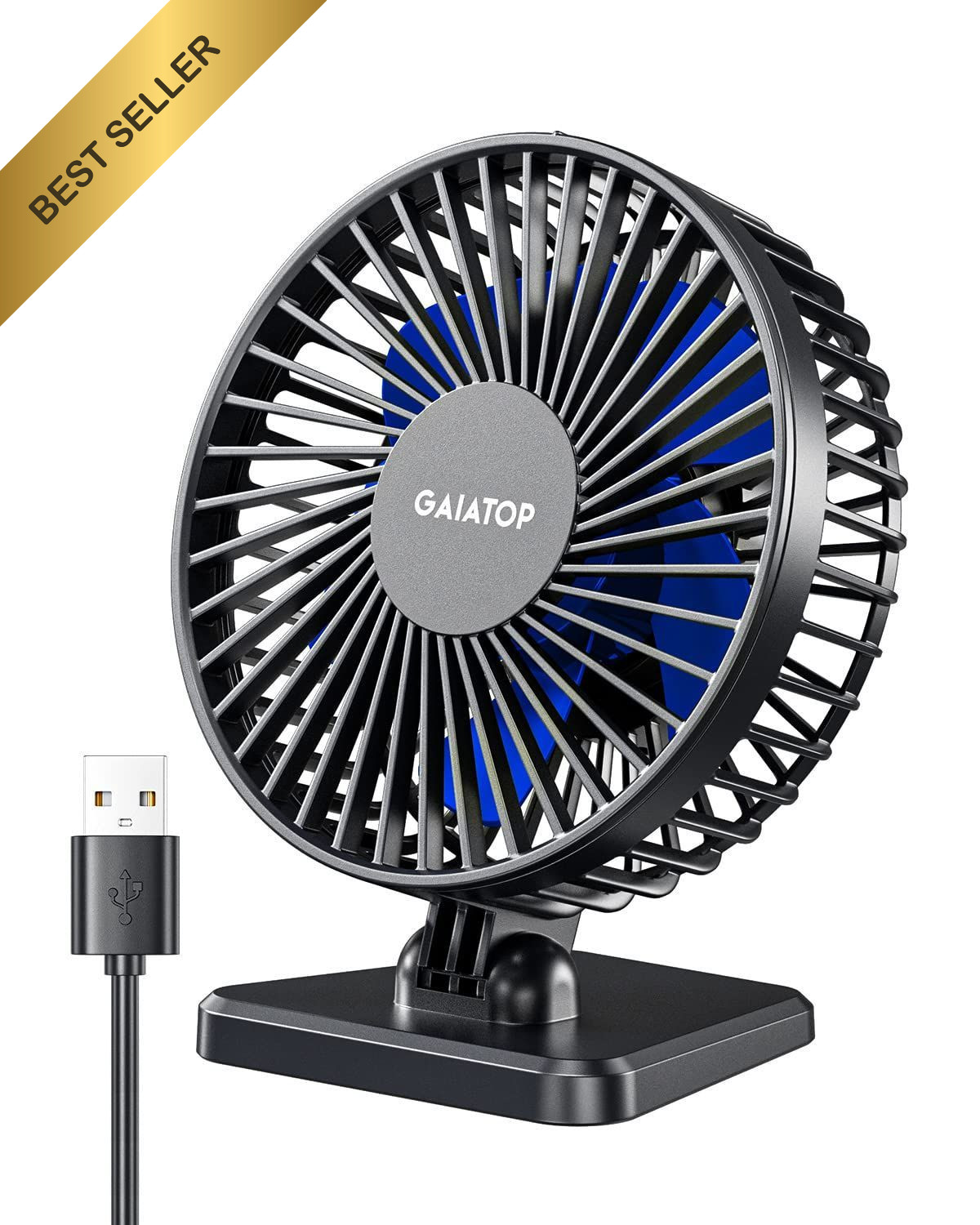 Gaiatop USB Desk Fan Portable Quiet Small Personal Table Top Air Cooling Device
