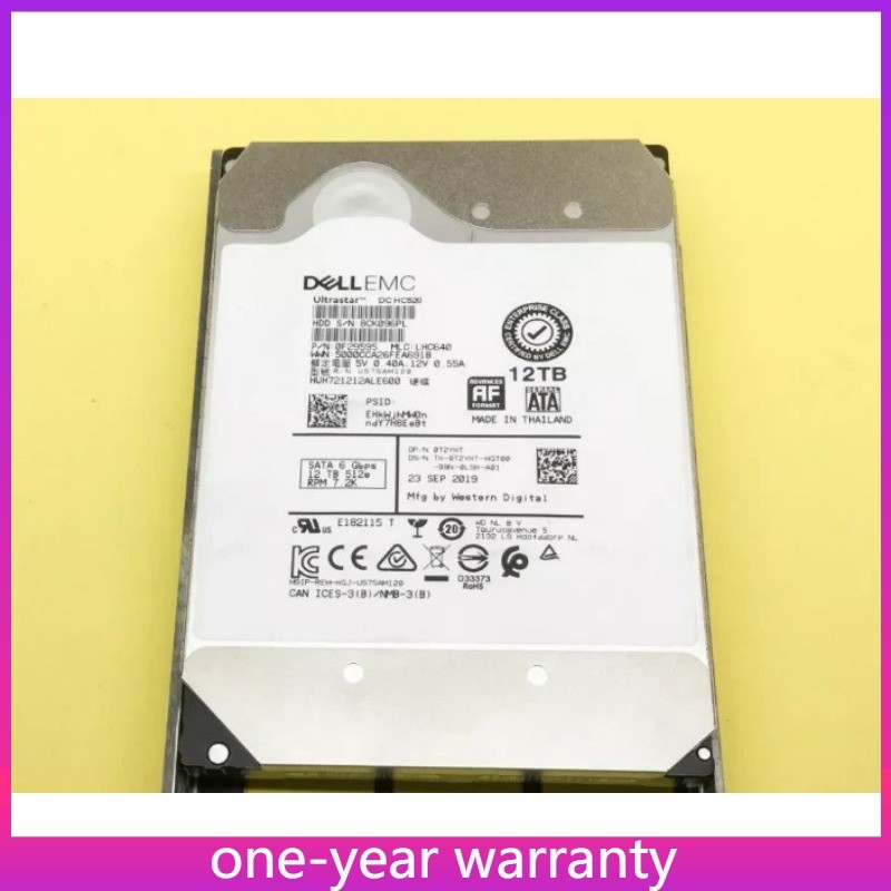 T2YHT 0T2YHT DELL 12TB 7.2K SATA 6Gb/s 512e 3.5'' HDD Hard Drive 14/15/16G KIT