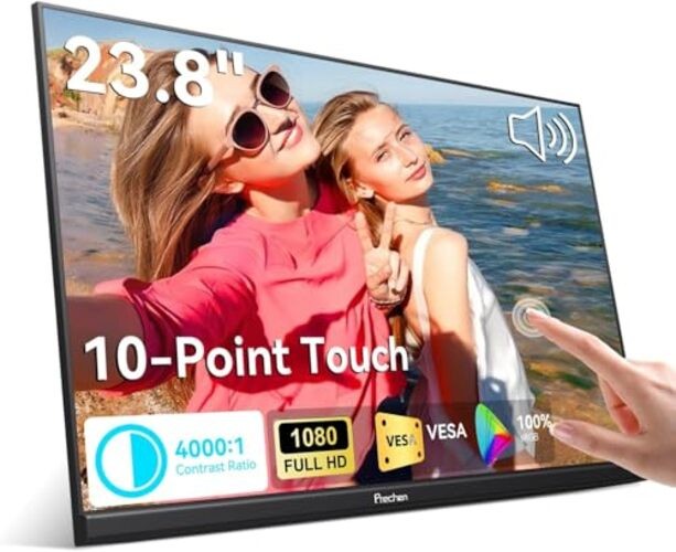 23.8" Portable Touchscreen Monitor 100% sRGB VA FHD 1080P, 23.8 Inch Black