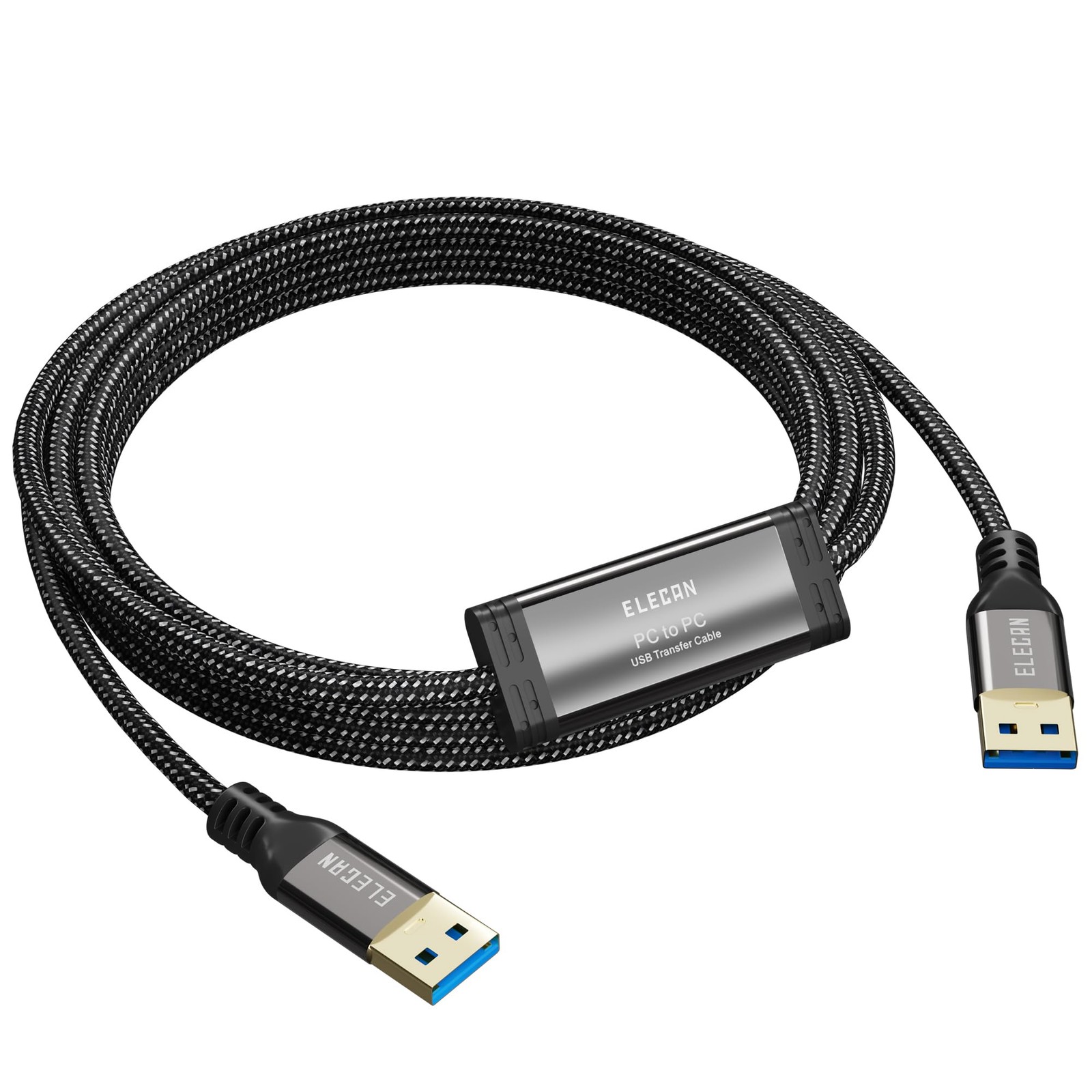 Elecan High Speed USB 3.0 PC to Transfer Cable 6 FT for Windows 6FT, Black