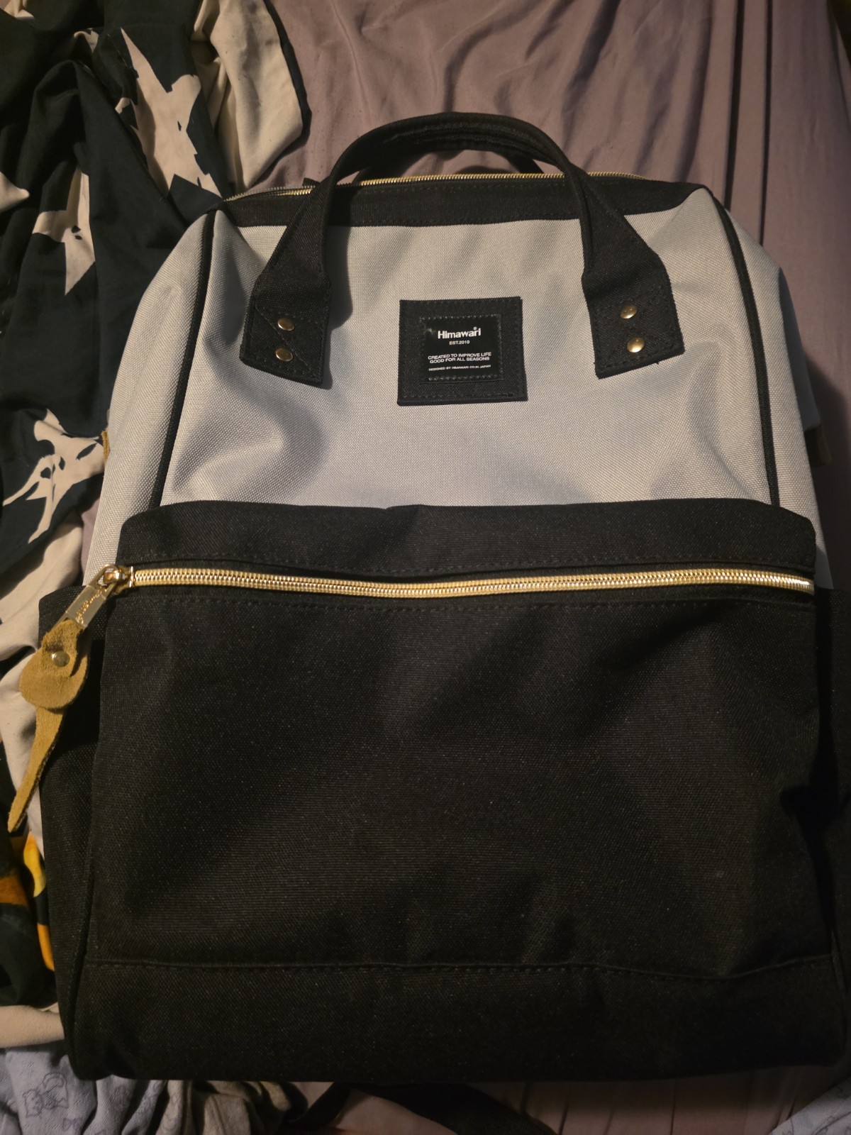 Himawari Black /Gray Waterproof Backpack Lots Storage