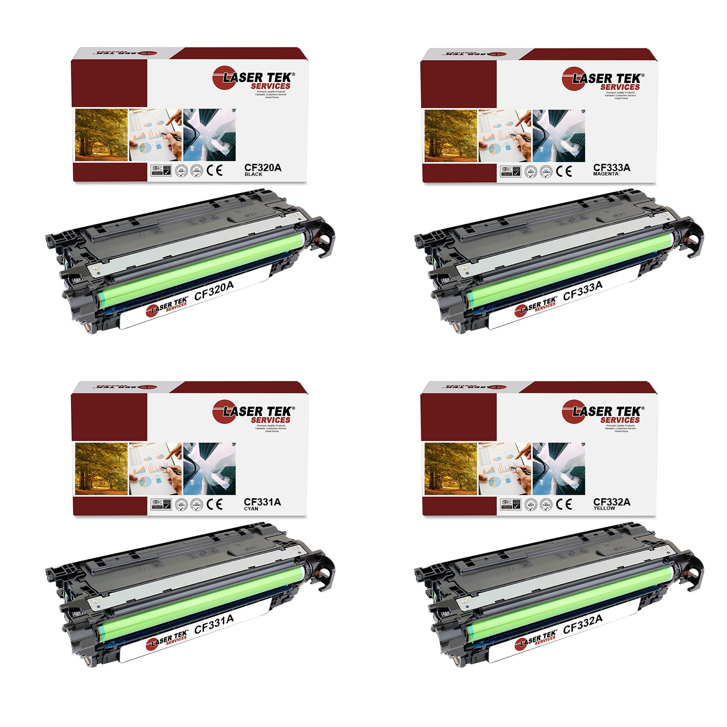4Pk LTS 652A BCMY Compatible for HP LaserJet M680dn M680f M680z Toner Cartridge
