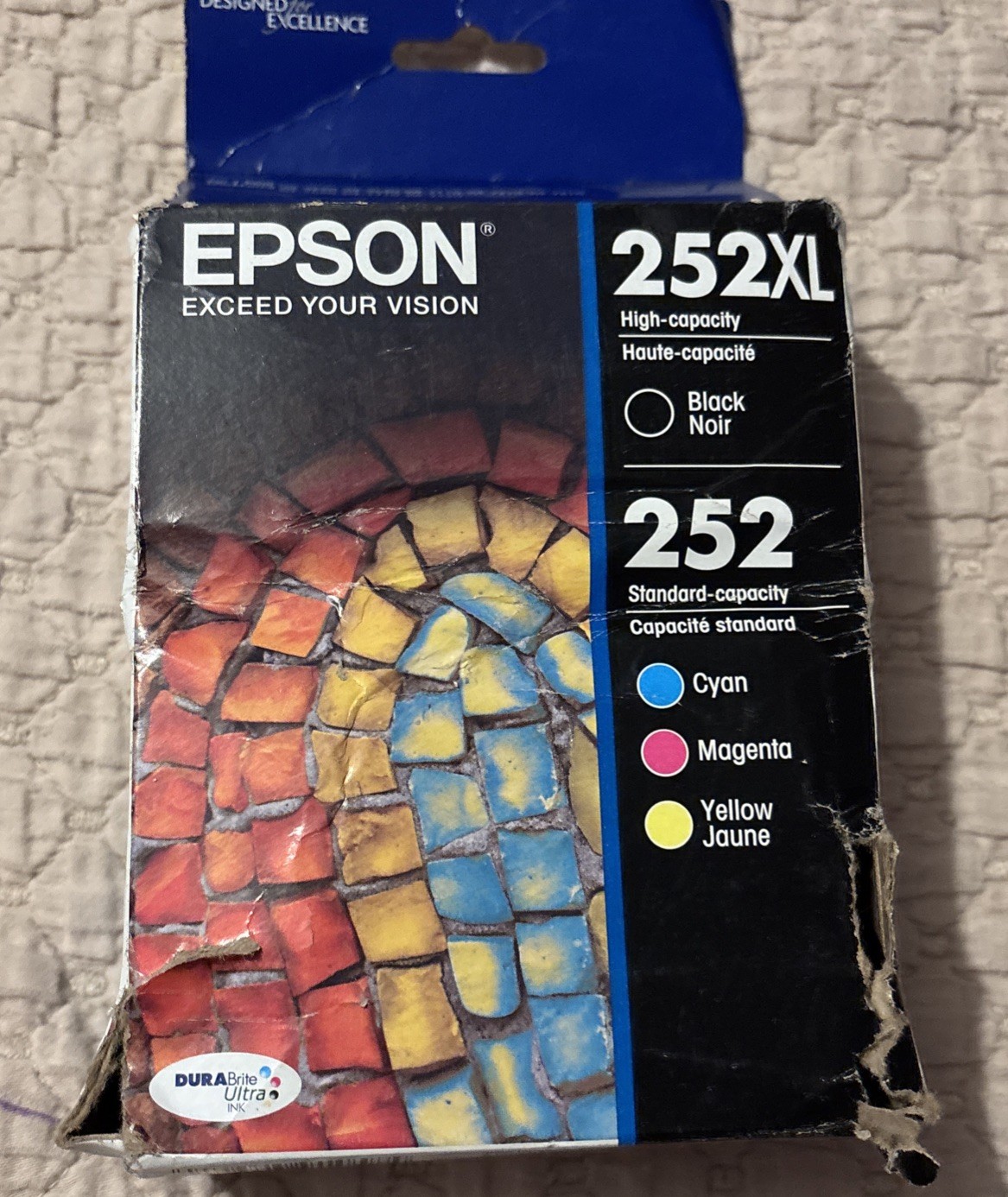 Epson 252XL Black  & 252  Cyan - Magenta Yellow - Ink Cartridges - Damaged Box