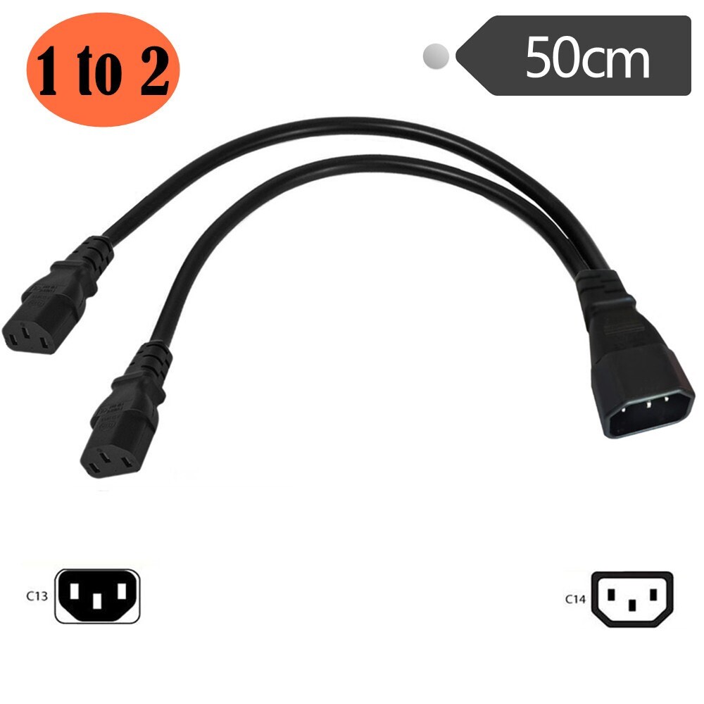 IEC 320 UPS Server Y Splitter C14 to 2 x C13 Power AC Conversion Extension Cable