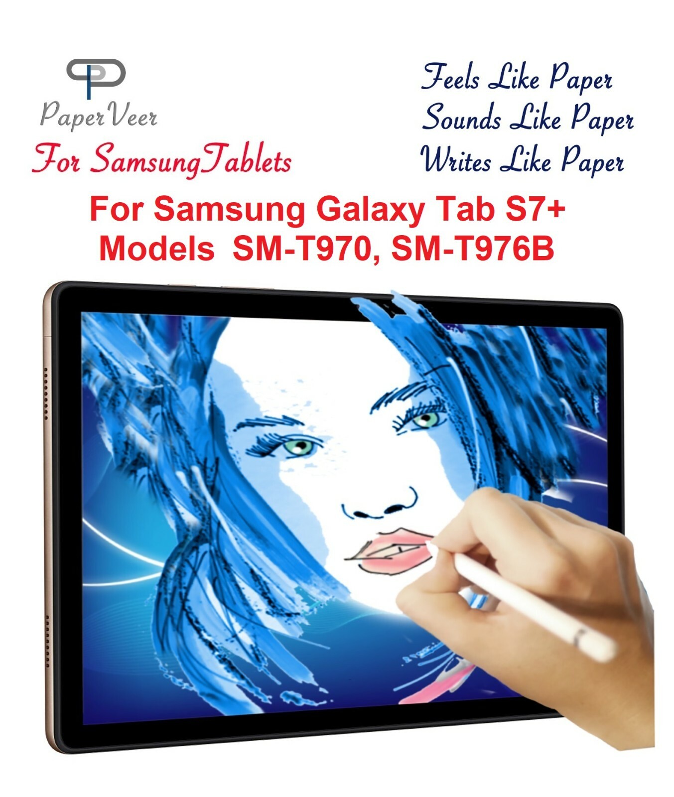 PaperVeer Matte Film Anti-Glare Screen Samsung Galaxy Tablet S7 Plus 12.4 inch