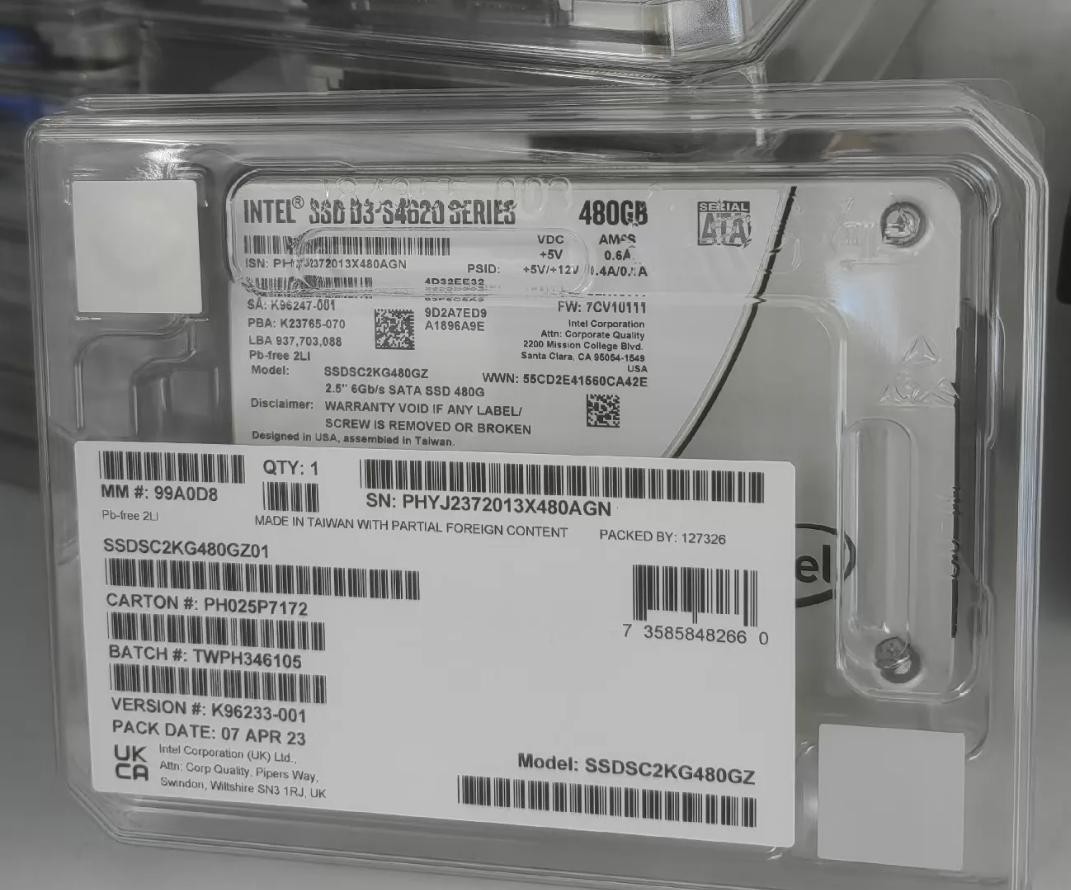 Intel D3 S4620 480GB SSD 2.5" SATA 6Gbps Solid State Drive SSDSC2KG480GZ01