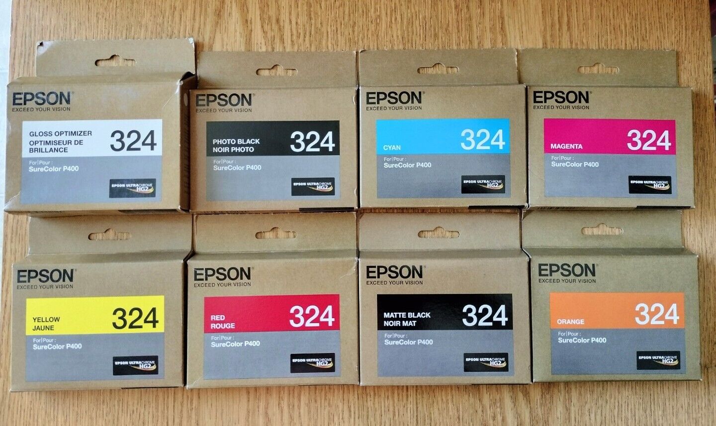 06-2018 Set of 9 Genuine  Epson 324 Ink 3241 3243 3244 3247 3249 SureColor P400