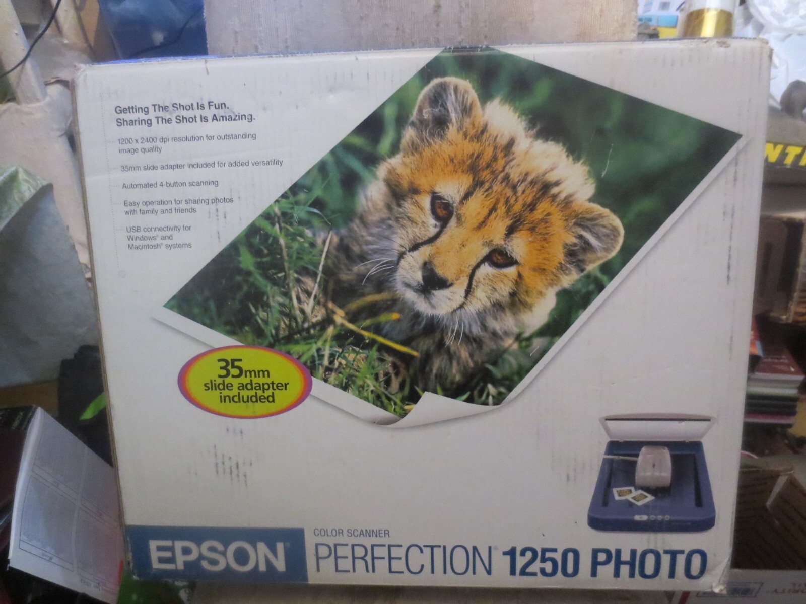 Epson Perfection 1250 Flatbed Scanner with 35mm slide adapter included