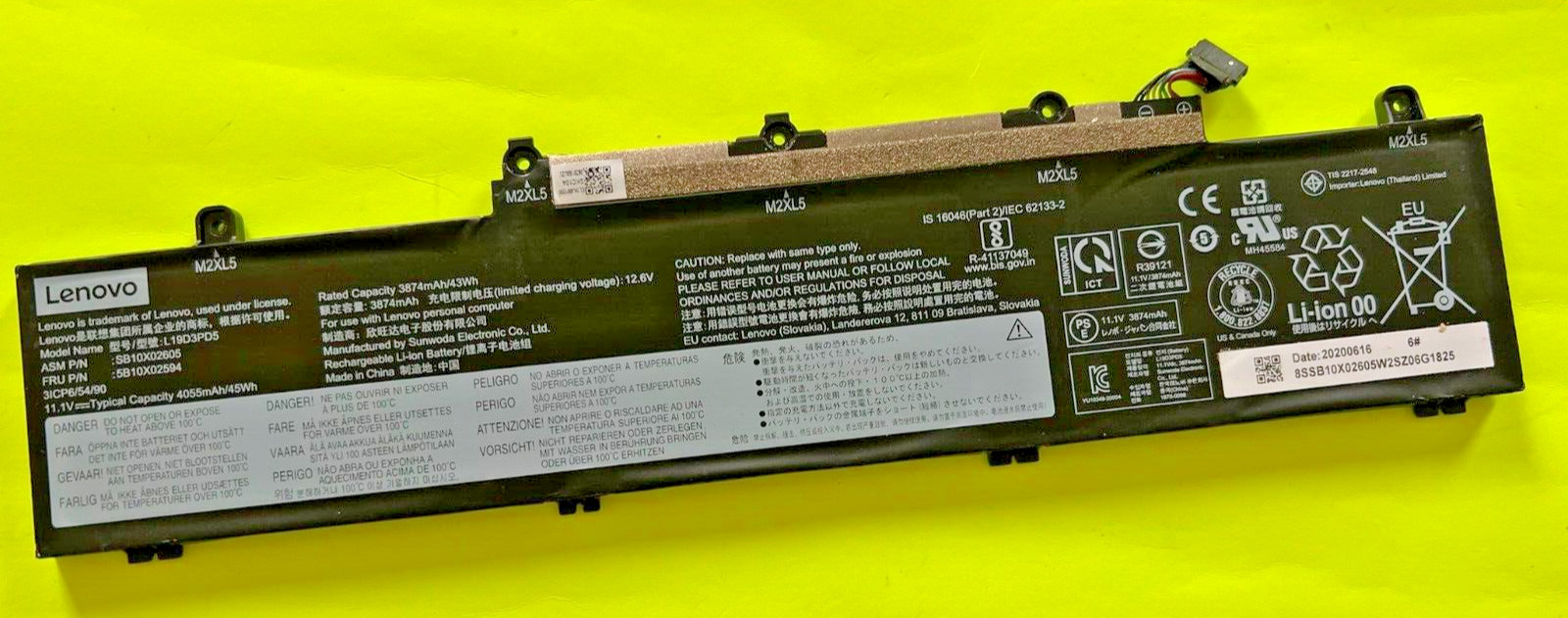 L19D3PD5 L19M3PD5 L19C3PD5 Battery For Lenovo ThinkPad E14 Gen 2 20T6 45Wh 11.1V
