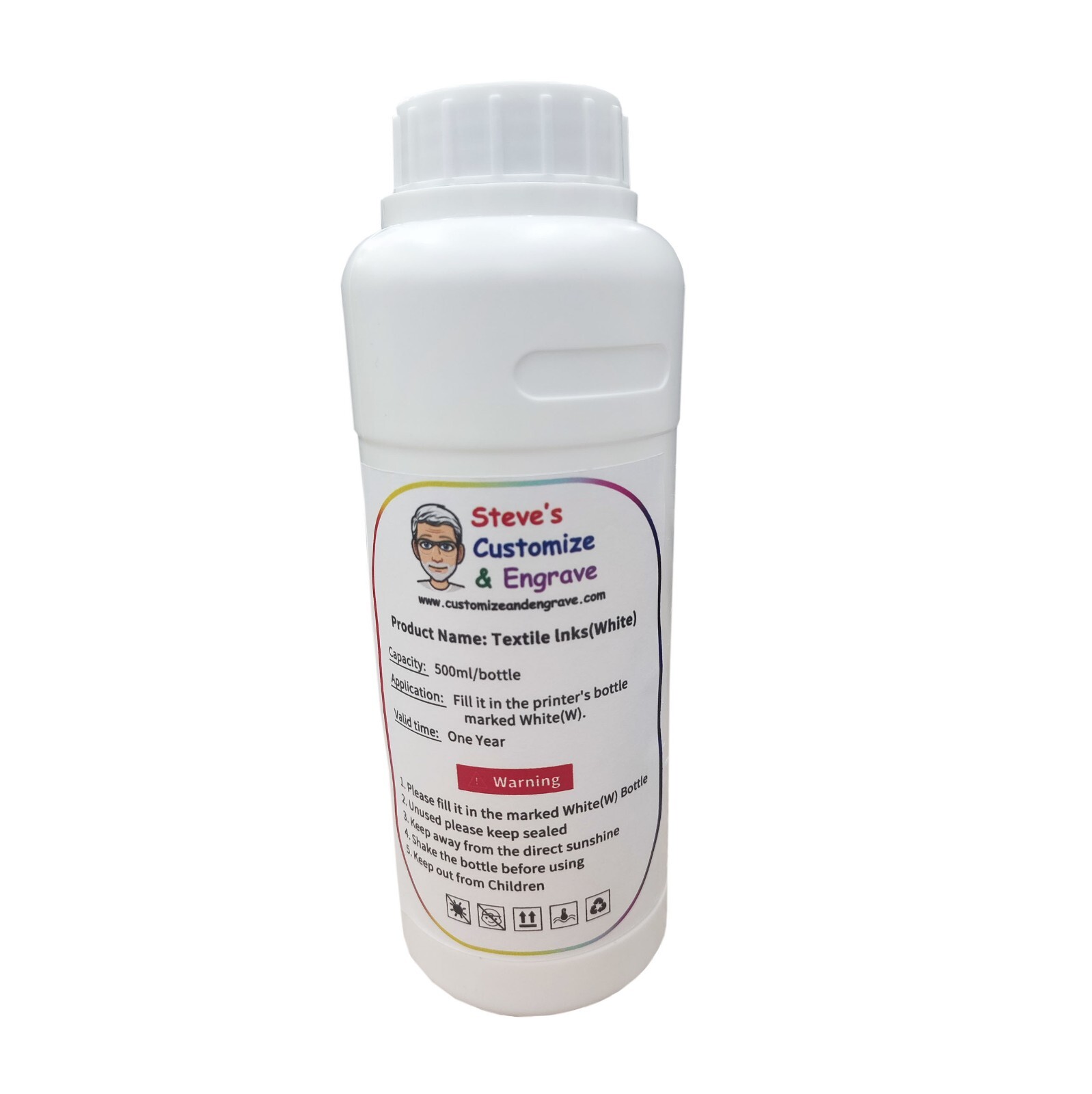 White Textile Garment Ink For Epson Printheads DTG Printers 500ml Ships From FL