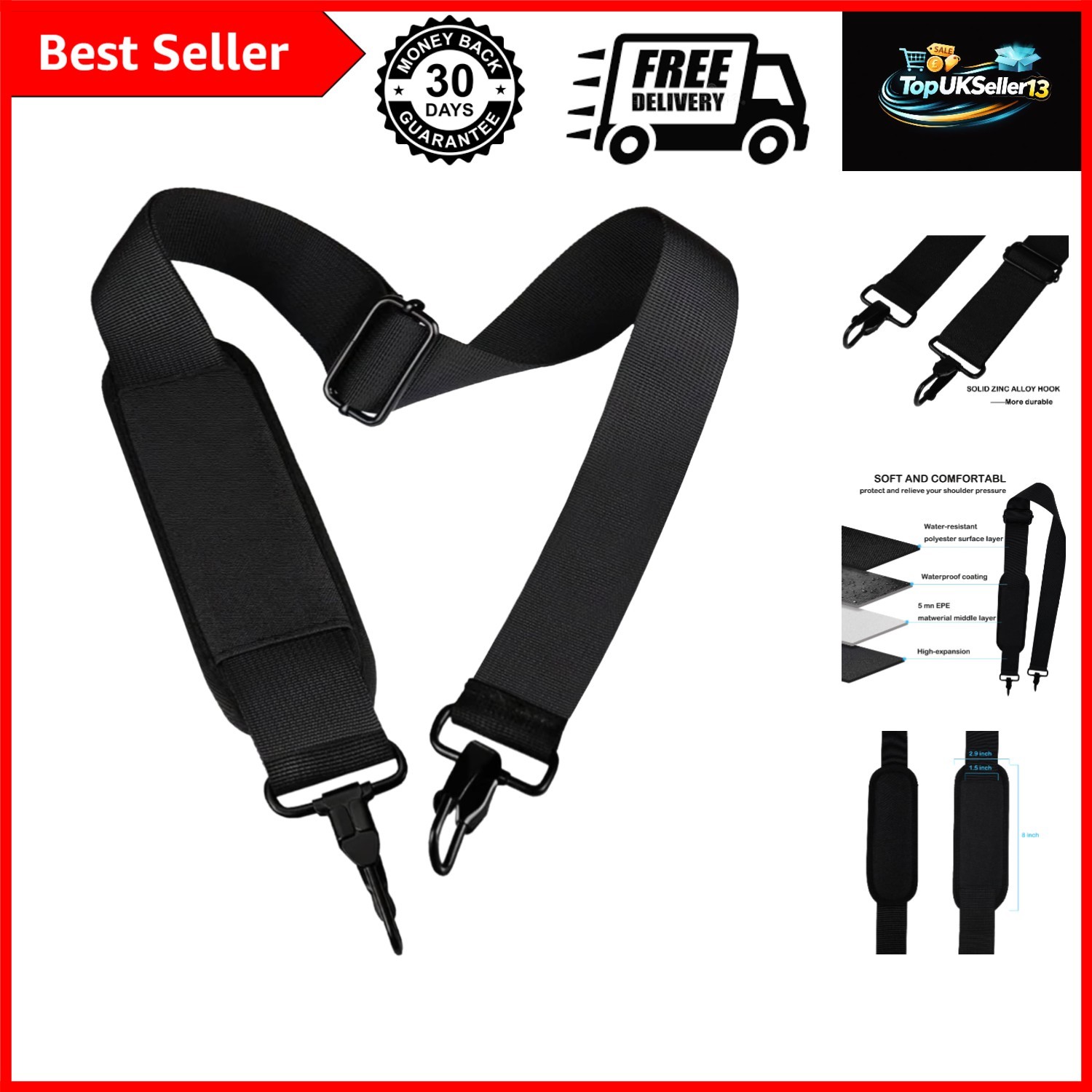 Shoulder Strap, Durable 55" Universal Replacement Laptop Shoulder Strap