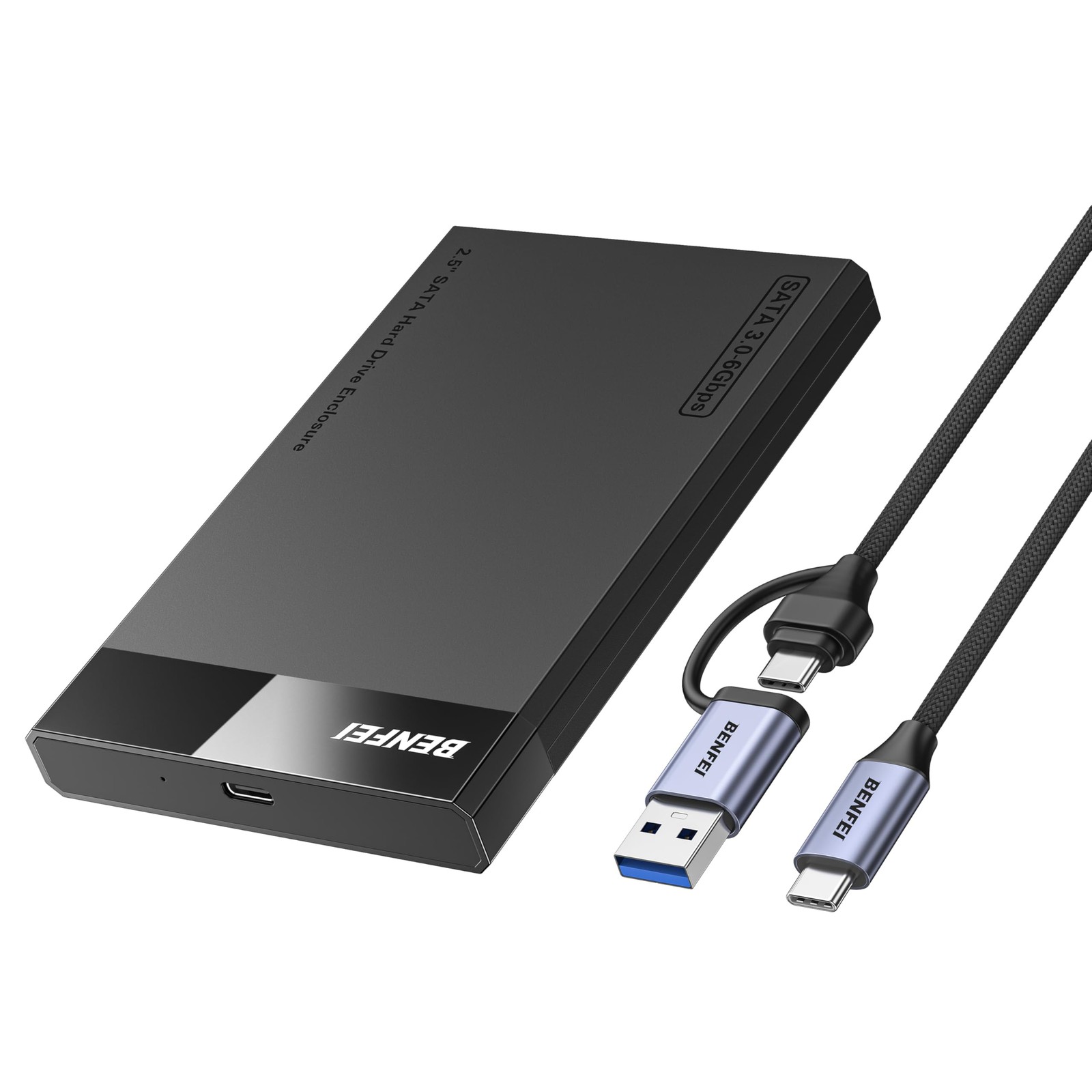 BENFEI 2.5 Inch SATA to USB Tool Free External Hard Drive Enclosure Black