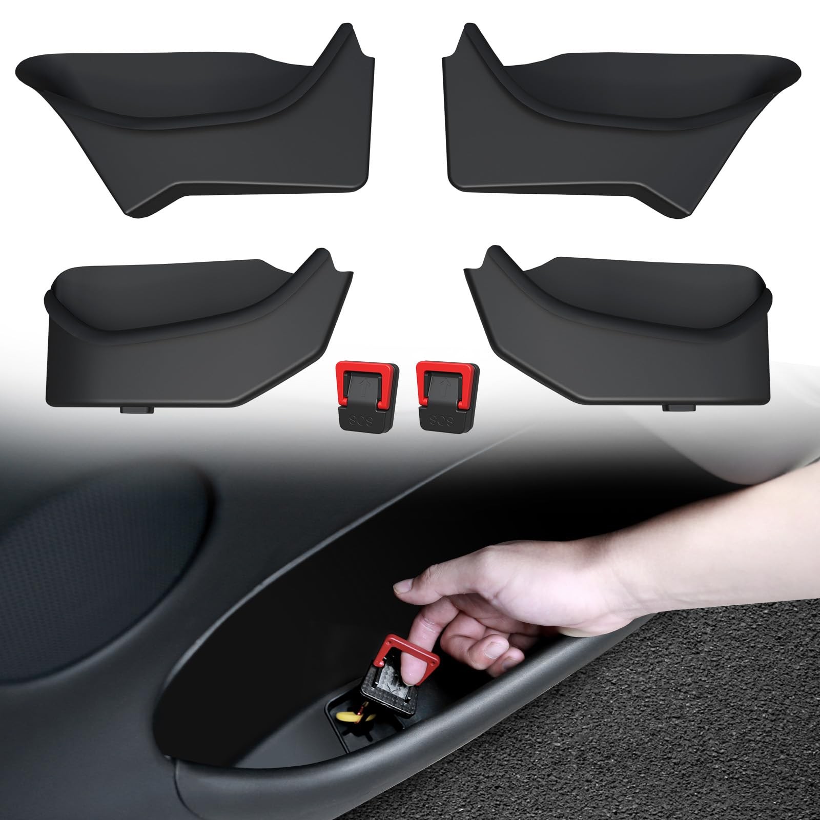 Foronetry 4PCS Door Side Storage Box Full-Wrap Pocket Liner compatible with 2...