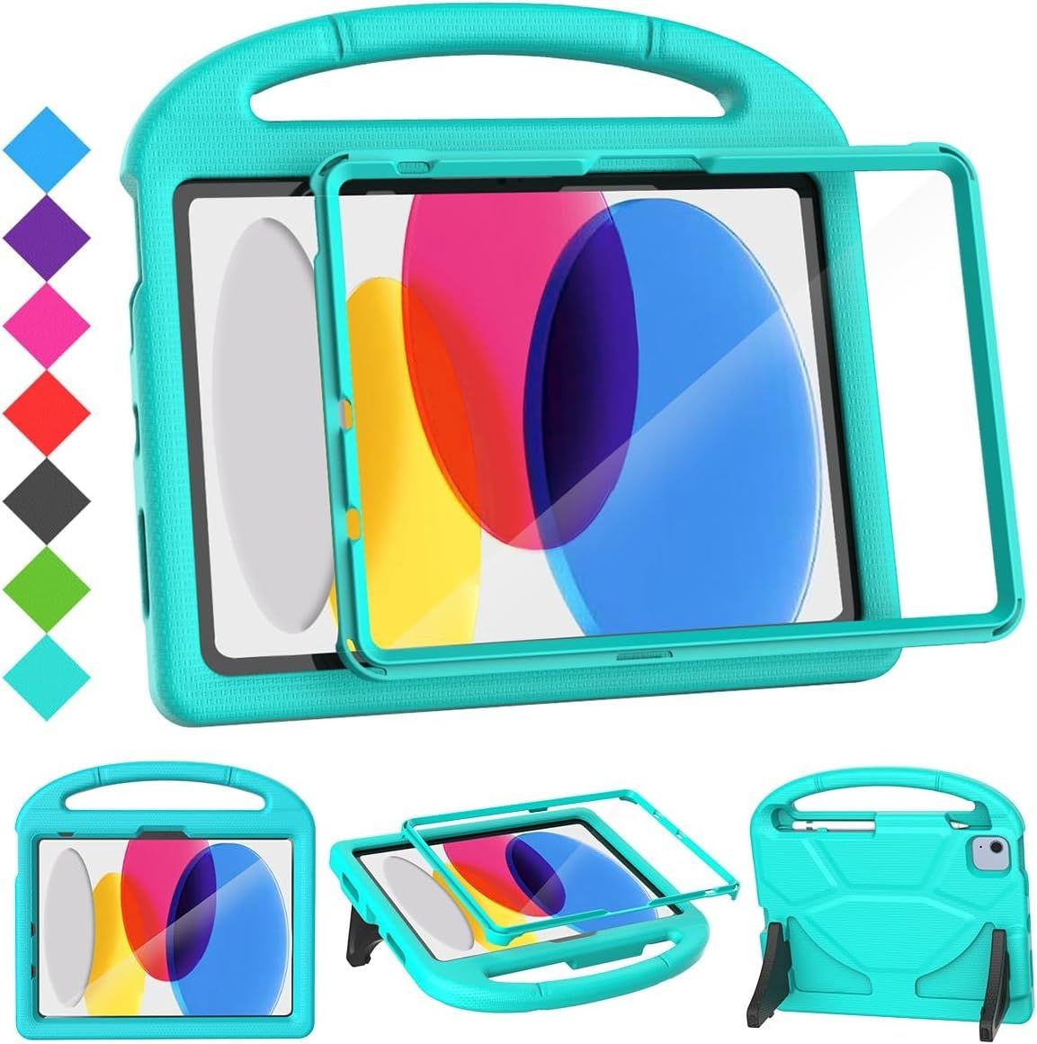 Kids Case for iPad A16 11th Gen / iPad 10th Generation, Cyan