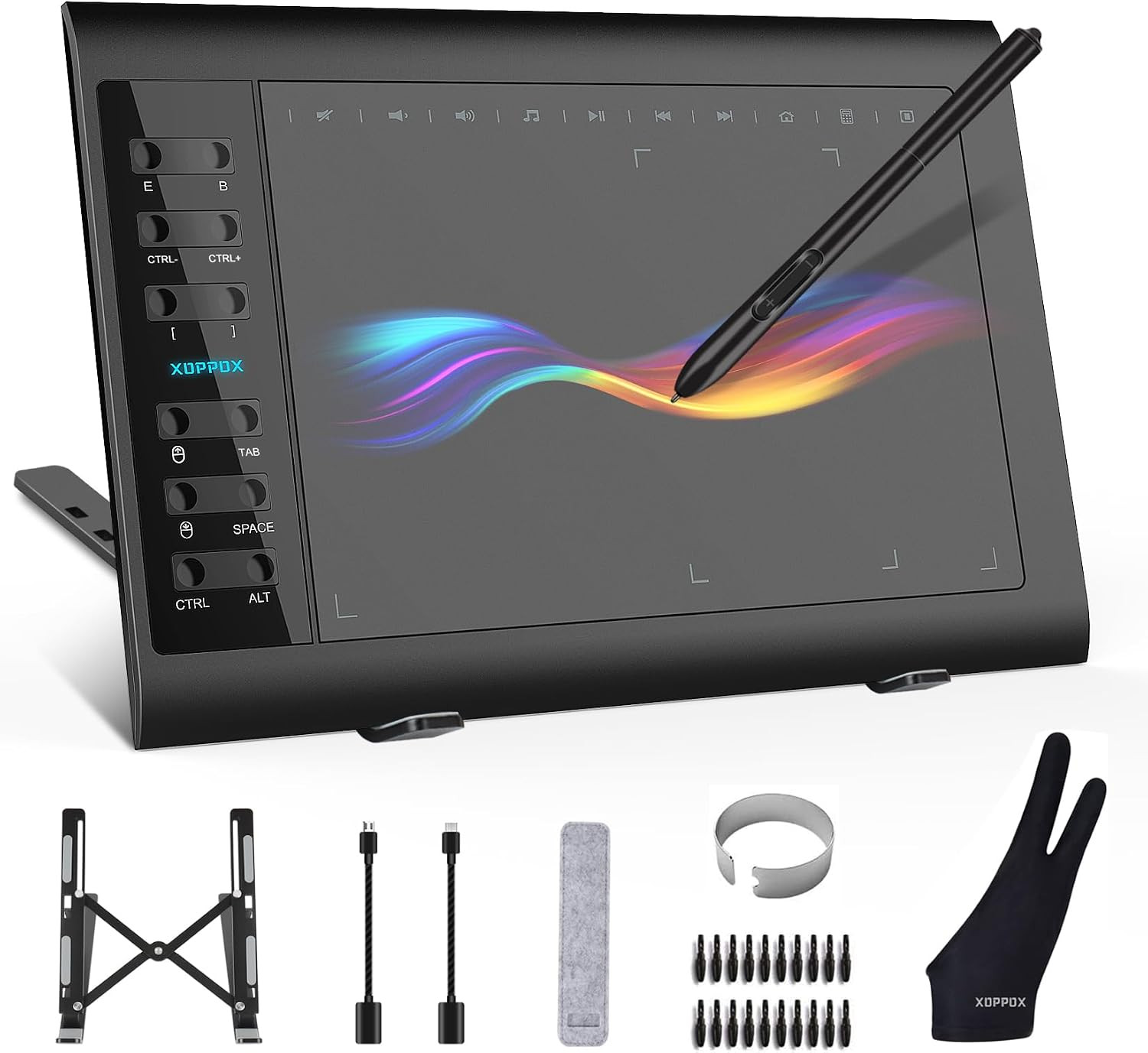 Graphics Drawing Tablet, 10×6 Inch Large Active Area with Battery-Free Stylus, 8