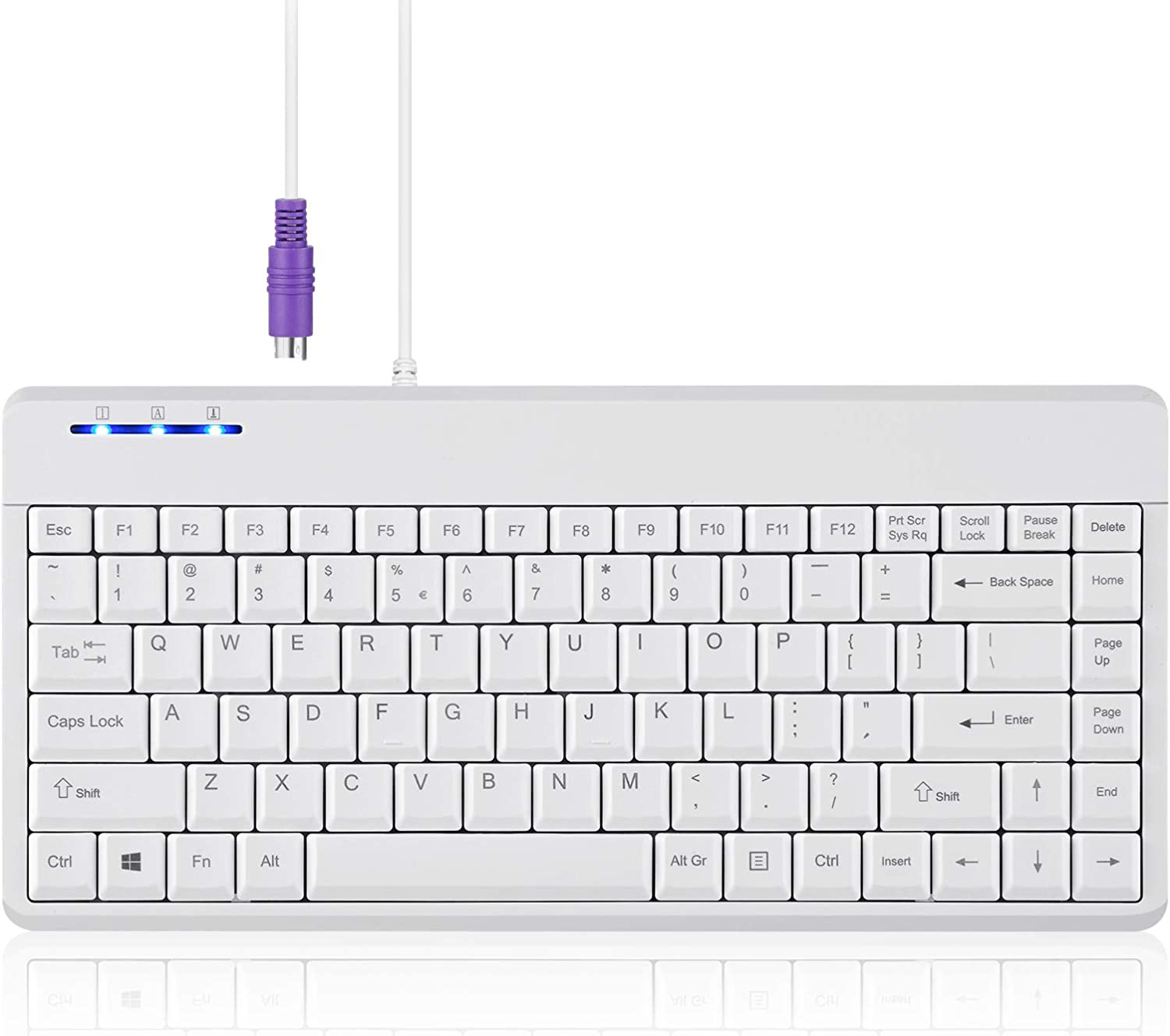Perixx PERIBOARD-409PW Wired PS2 Mini Keyboard - 12.36X5.75X0.79 Inches Dimensio