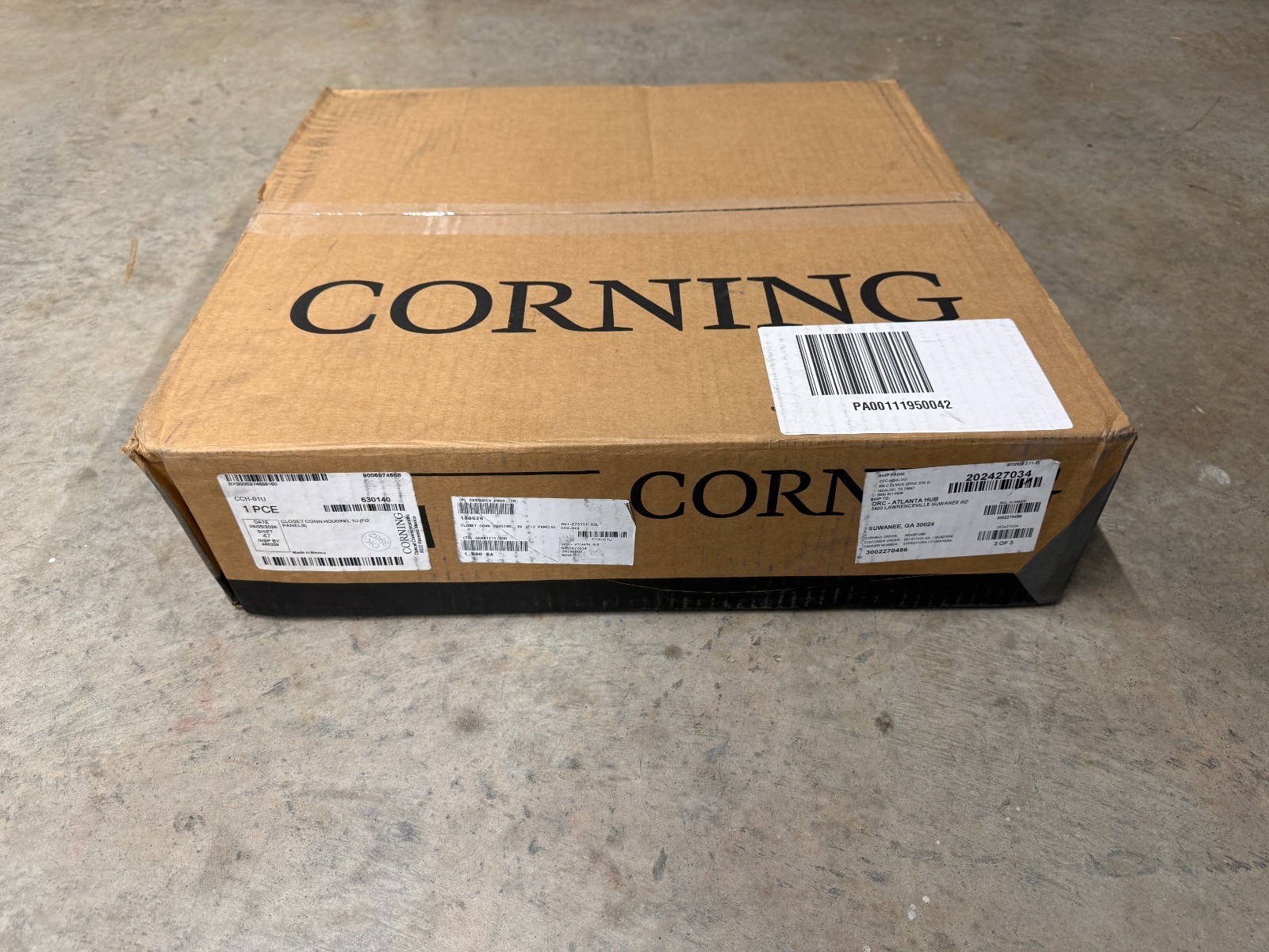 Corning CCH-01U 1U Rack Mount Fiber Optic Closet Connector Housing
