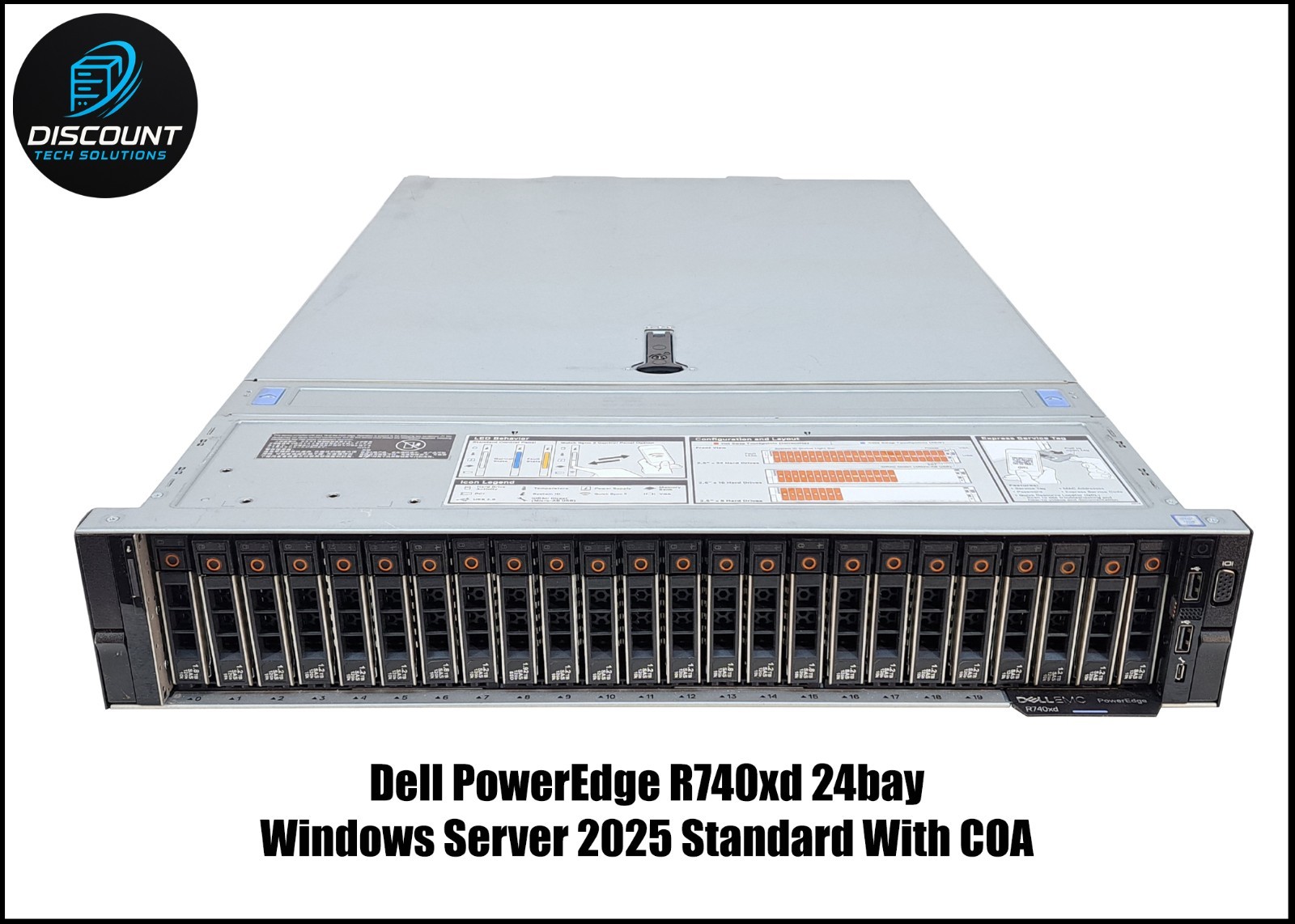 Dell PowerEdge R740xd Intel Gold 6244 3.6Ghz 128GB RAM SSDs Windows Server 2025