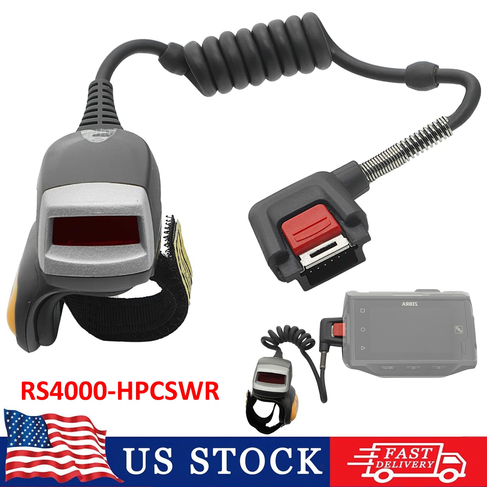 For Symbol RS4000 Finger Scanner 1D CORDED Ring For Zebra RS4000-HPCSWR