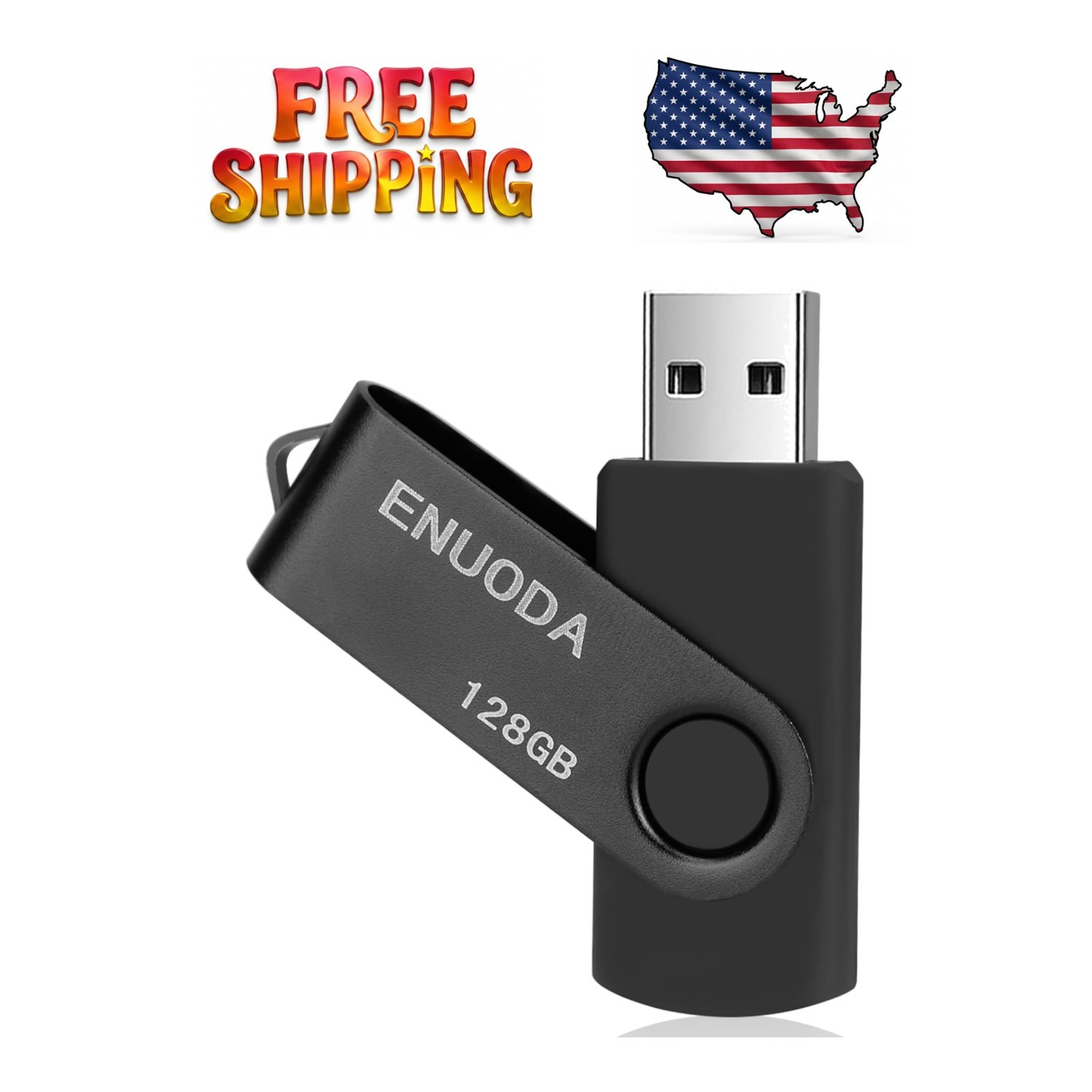 Portable 128GB Thumb Drive with Swivel Design - Perfect for Home and Office Use