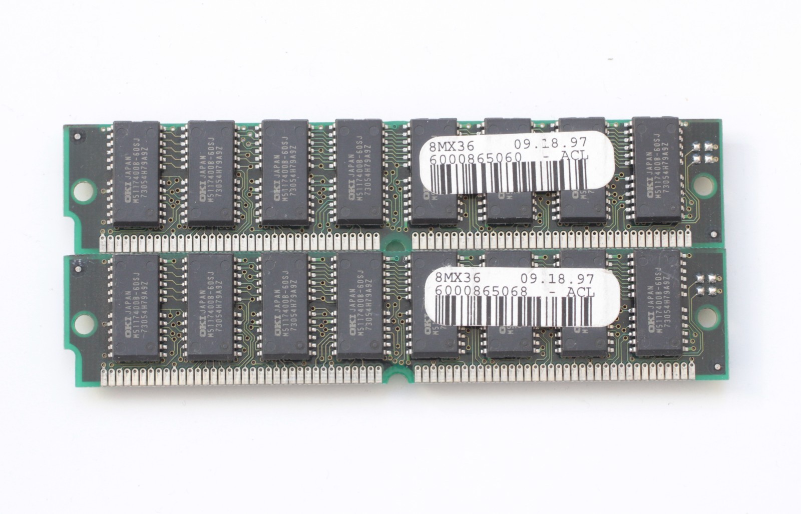 Lot of 2x32MB EDO DIMM memory - SIMM 72 pin - 64MB - TESTED - NO TARIFF