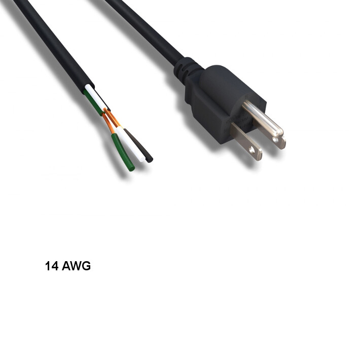 10x 6ft 14 AWG AC Power Cable NEMA 5-15P to ROJ Pigtail 3 Wires 15A/125V