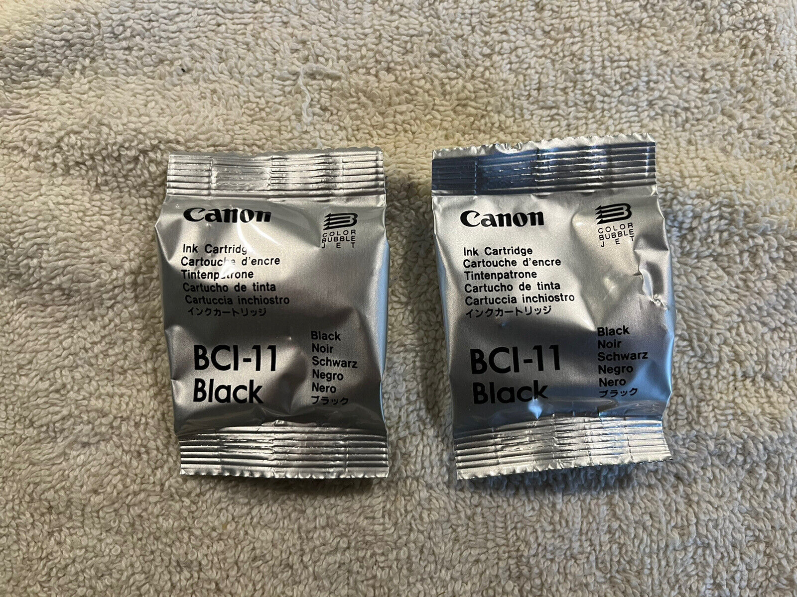 2 Genuine Canon BCI-11 Black Ink Cartridges Sealed In Foil-No Box