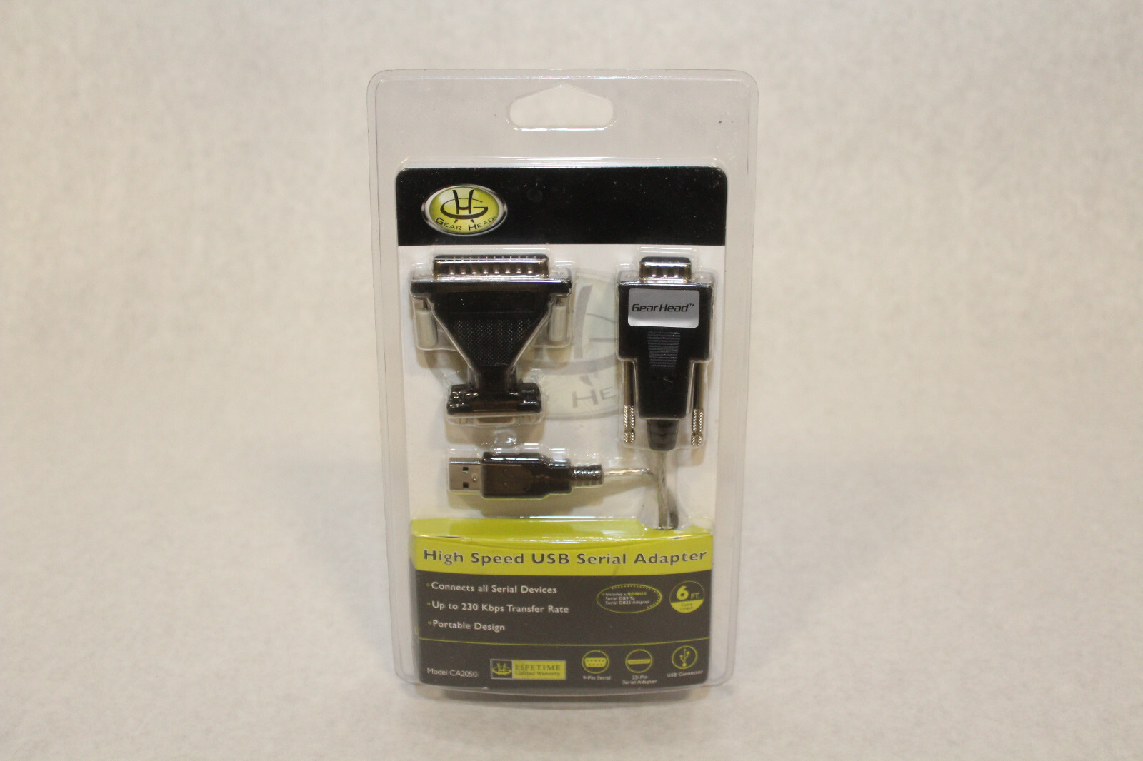 Gear Head High Speed USB Serial Adapter 320kps 6' BRAND NEW SEALED UNUSED