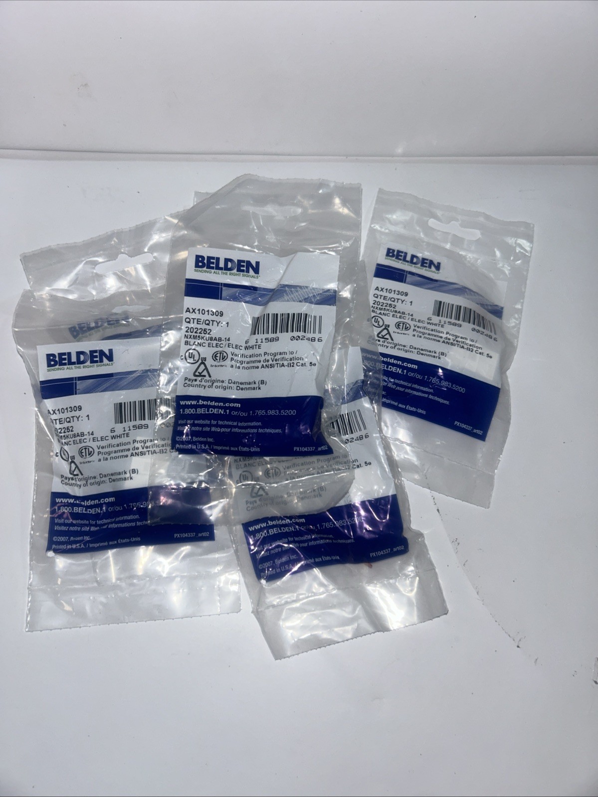 (6) Belden AX101309 NXM5KU8AB-14 CAT5E Modular Jack RJ45 KeyConnect Style White