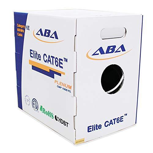 Cat6e Plenum Ethernet Cable 1000ft 23AWG UTP 600MHz Solid Bare Copper, UL, White