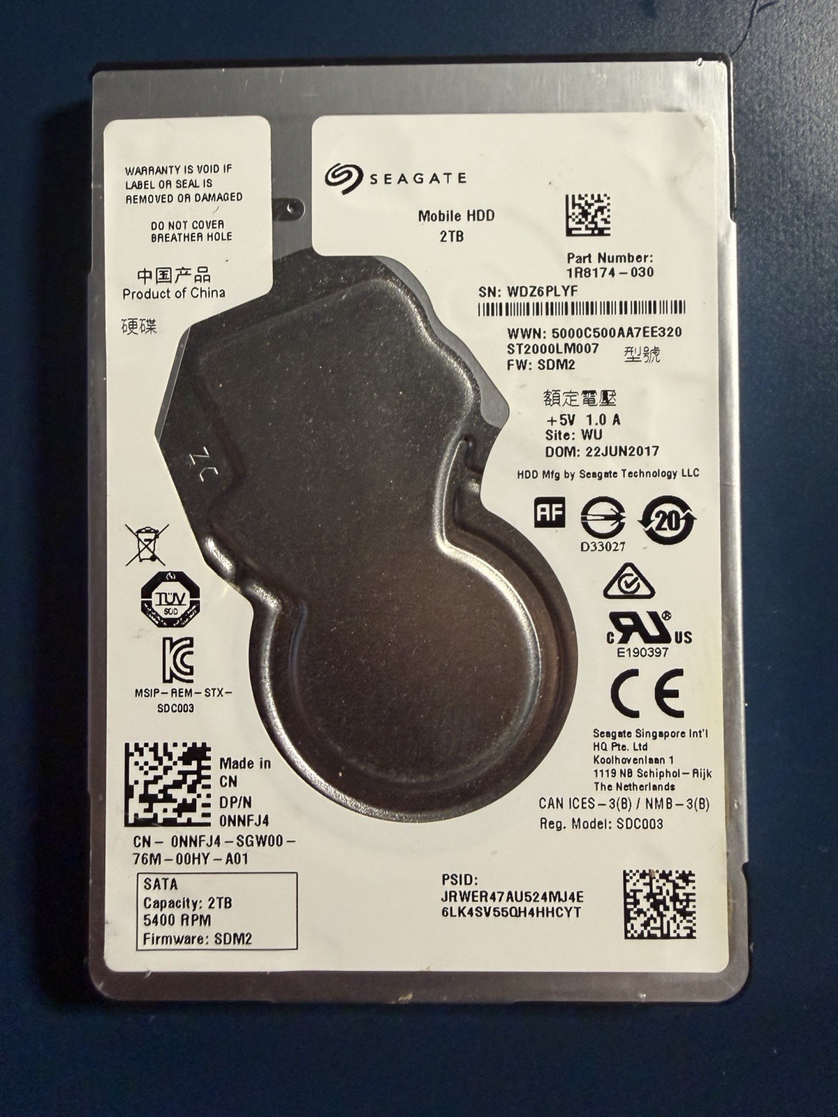 Seagate 2TB 2.5” SATA Laptop Hard Drive ST2000LM007 5400RPM Wiped