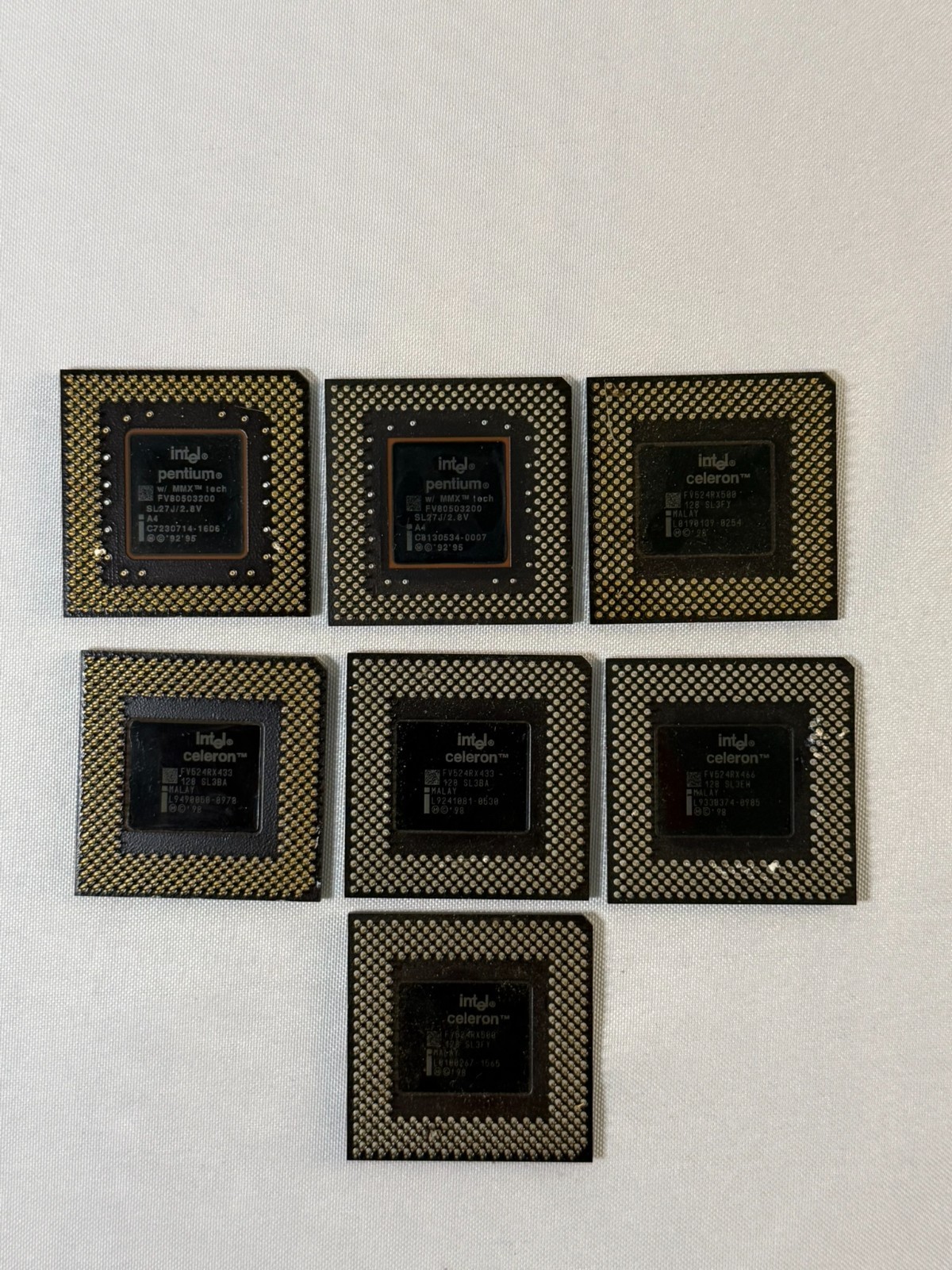 Lot 7 Intel Pentium MMX 200 Celeron 433 466 500 CPUs SL27J SL3BA SL3EH SL3FY