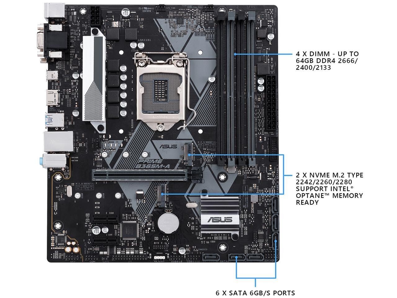 ASUS PRIME B365M-A LGA 1151 Intel B365 (300 Series) Micro ATX Intel Motherboard