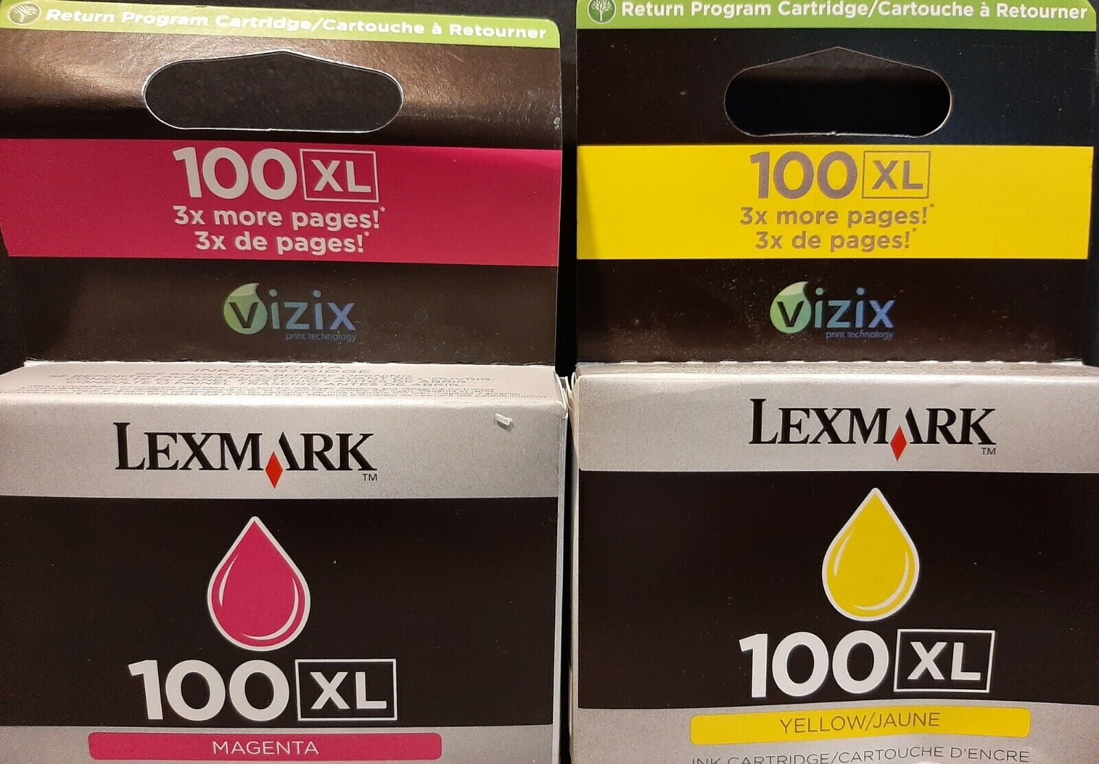 Lexmark 100 XL Printer Ink * Magenta & Yellow * Brand New Printer Ink