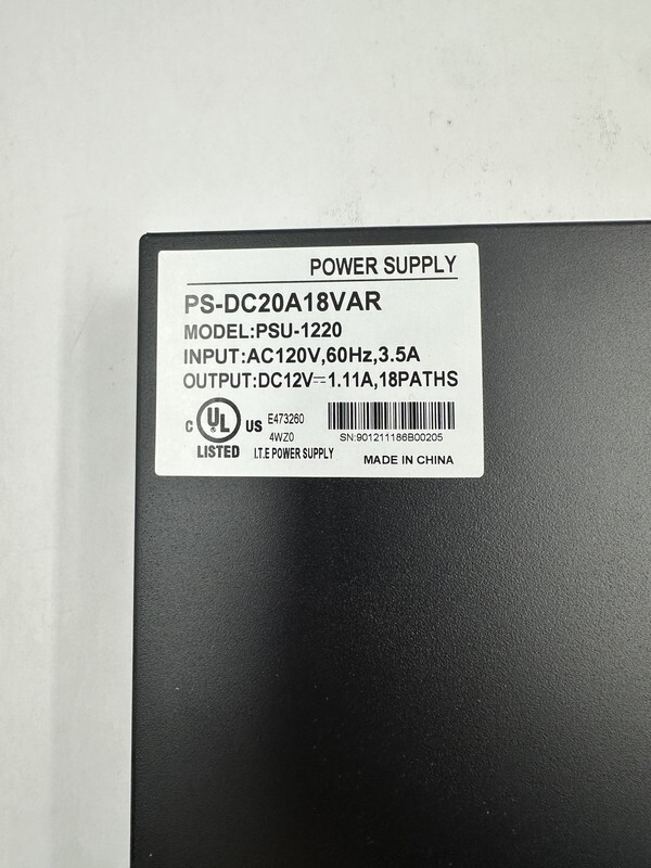 PSU-1220 RACK MOUNTABLE AC120V 60HZ 3.5A DC12V 1.11A POWER SUPPLY PS-DC20A18VAR