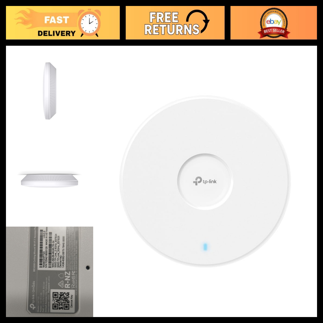 Wireless Access Point 2.5G Port, High-Speed WiFi, Ethernet Connectivity, No Adap