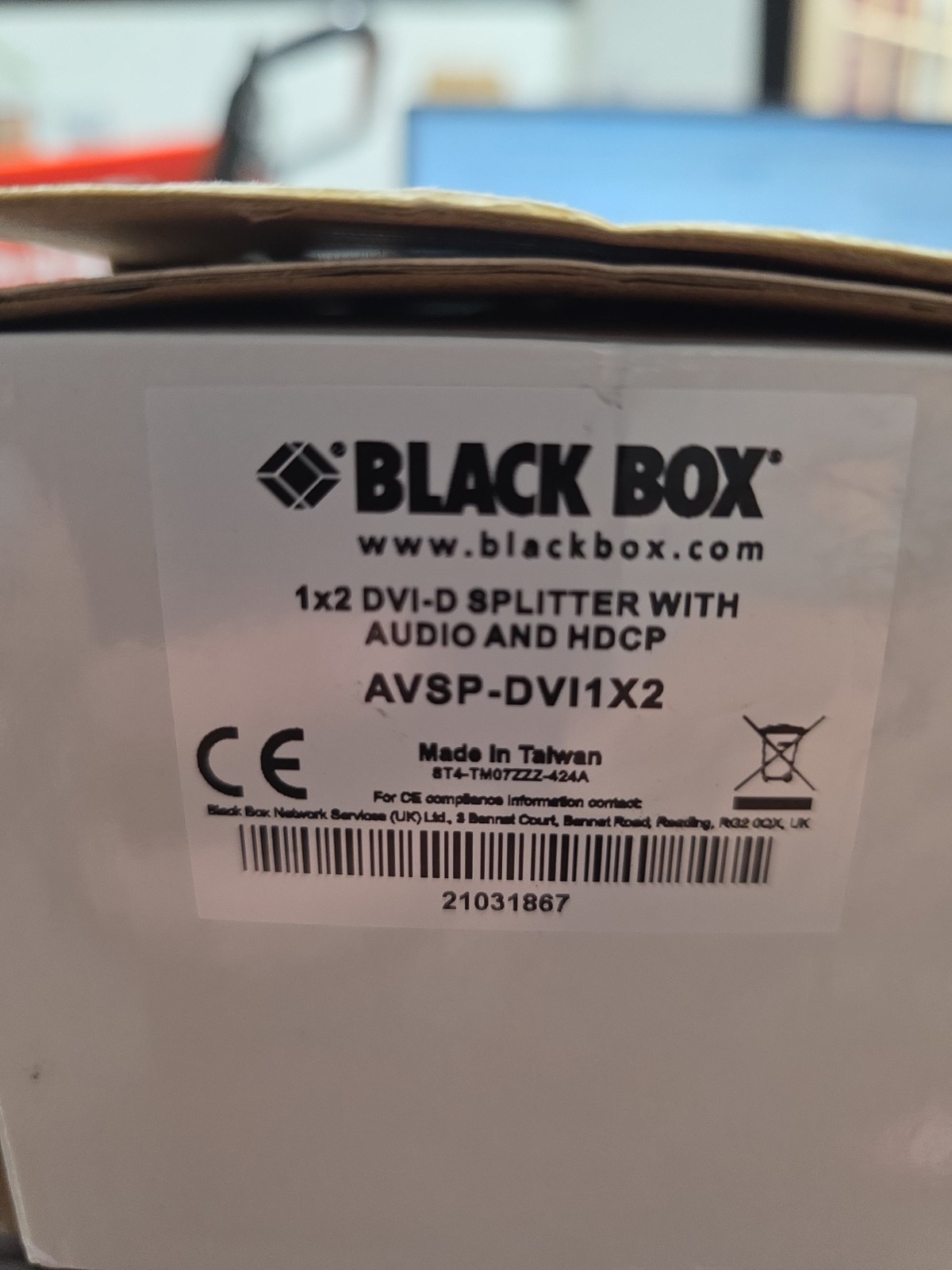 Black Box 1x2 Dvi-D SPLITTER WITH AUDIO AND HDCP