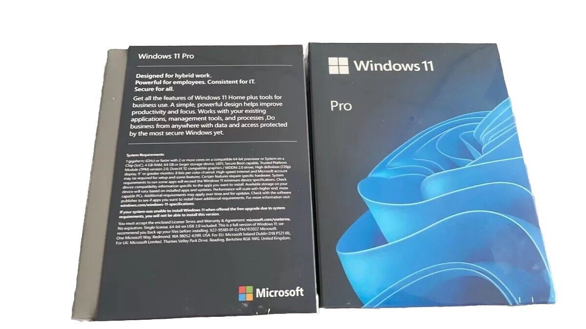 New Microsoft Windows 11 Pro 64-Bit USB Flash Drive With Product Card Sealed