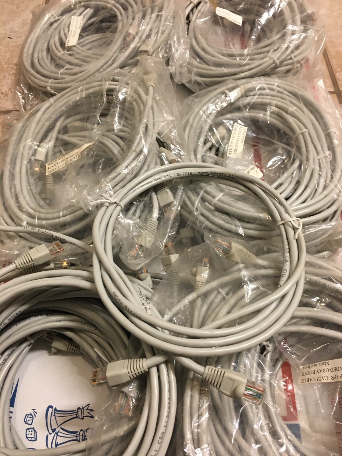 (20) NEW(NewOldStock) 7 FOOT CAT-5 RJ-45 100-MHZ NETWORK PATCH CABLE,24AWG,4PAIR