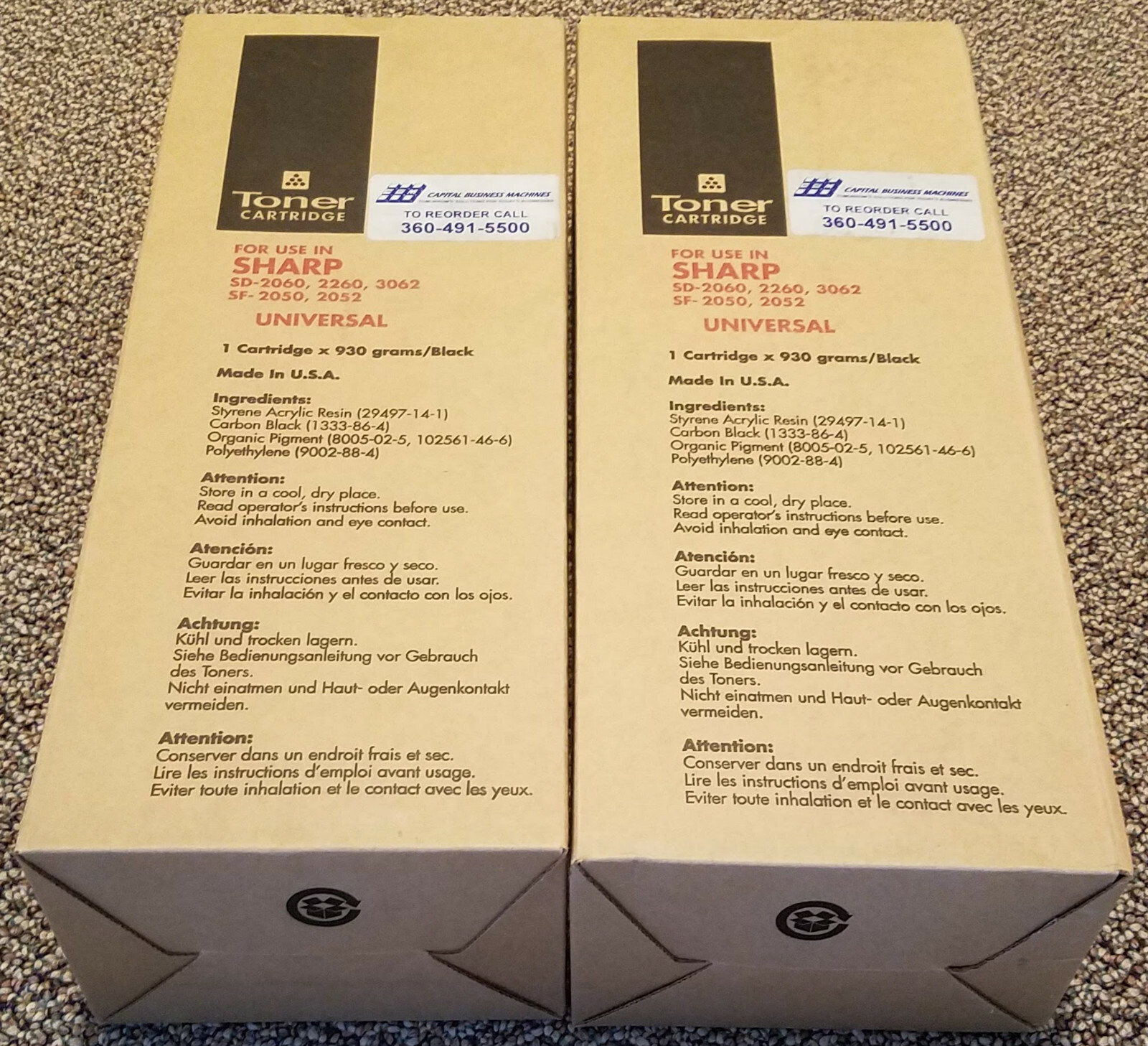 Lot of 2x Universal Sharp Black Toner Cartridge Replacement SD-2060 2260 SF-2050