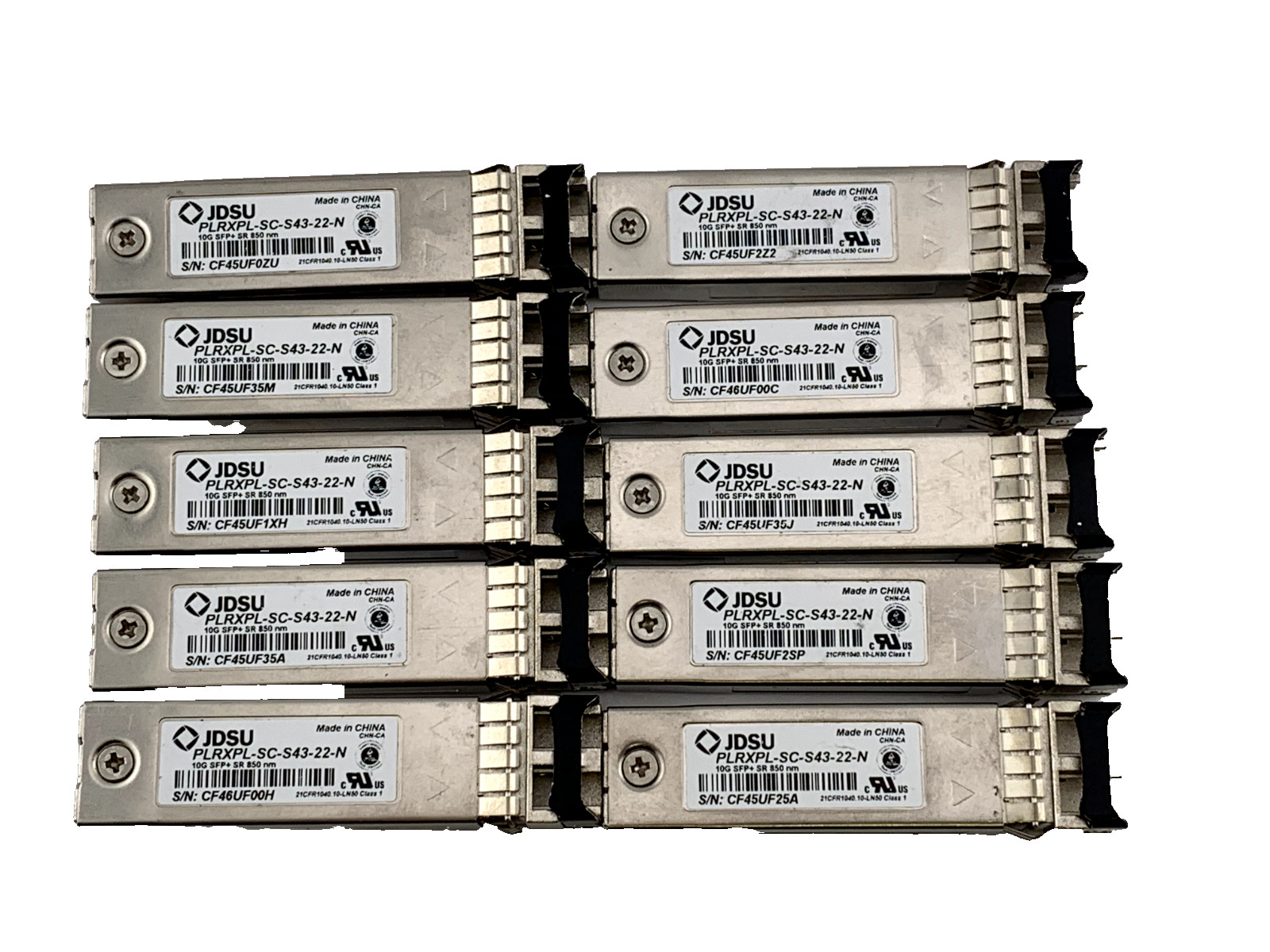 Lot of 10 JDSU Compatible PLRXPL-SC-S43-22-N 10GBASE-SR SFP+ Transceivers