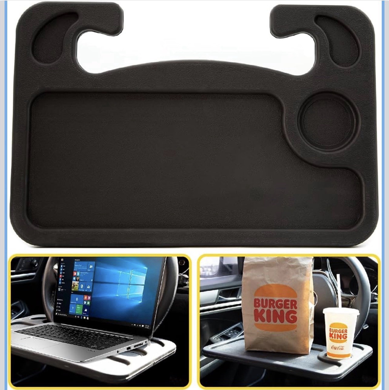 2-in-1 Car Steering Wheel Desk - Portable Auto Laptop Tray & Eating Table for...
