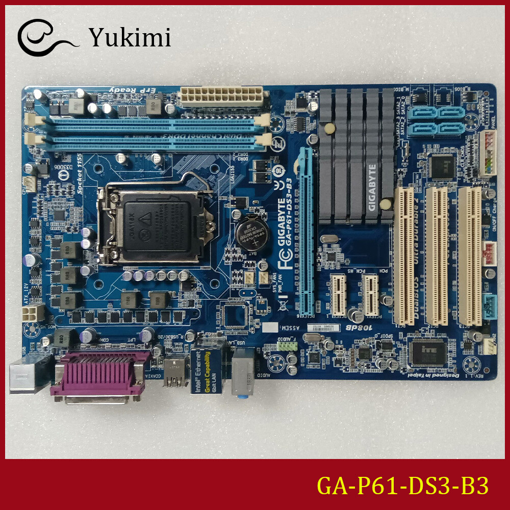 FOR GIGABYTE GA-P61-DS3-B3 LGA 1155 DDR3*2 16GB ATX Motherboard Test OK