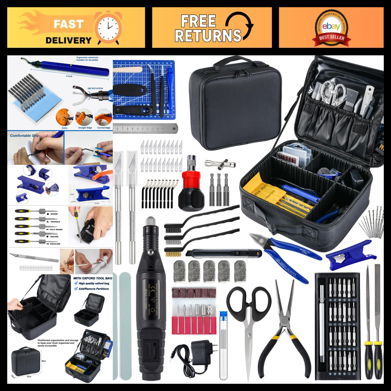 124Pcs 3D Printing Tool Kit with Bag - Deburring, Nozzle Cleaner, Scrapers & Fin