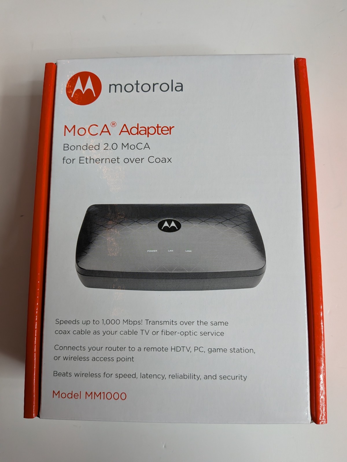 Motorola MM1000 MoCA 2.0 Adapter Ethernet Over Coax 1000 Mbps Open Box New