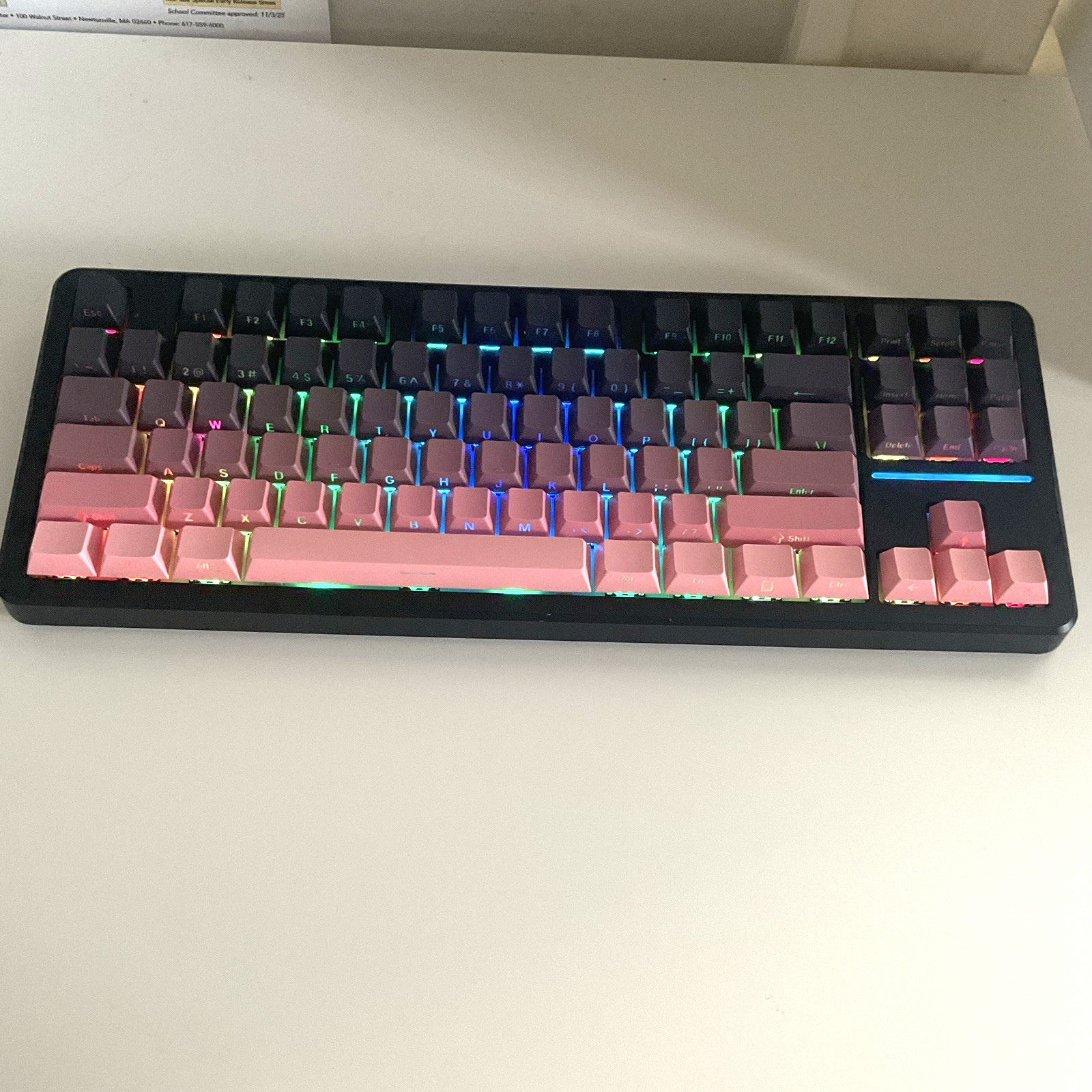 EWEADN X87 Mechanical 87-Key RGB Illuminated Keyboard BT/2.4G/USB Black/Pink