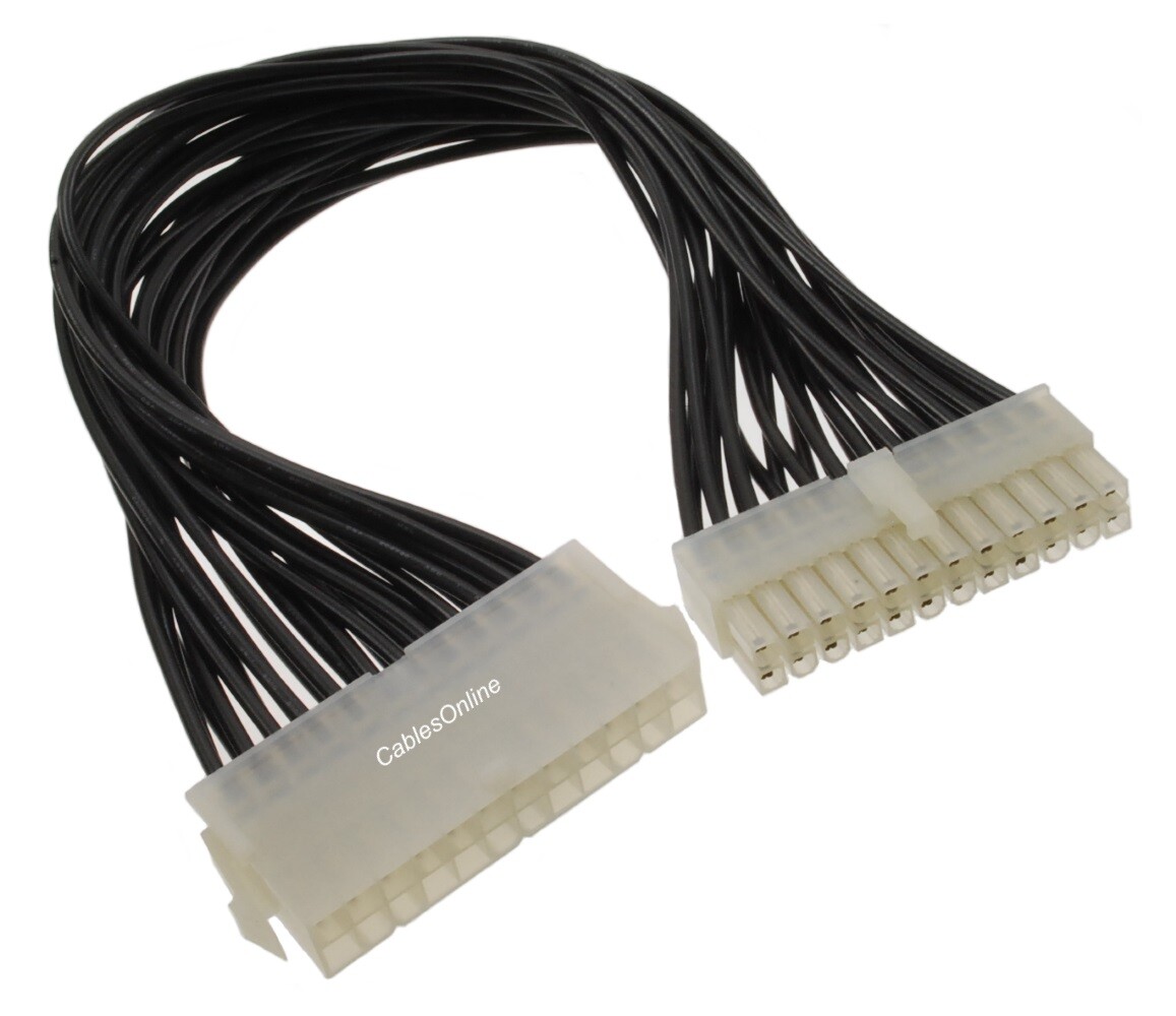 12" 24-Pin ATX Motherboard Male to Female Power Extension Cable / Cord PC-022