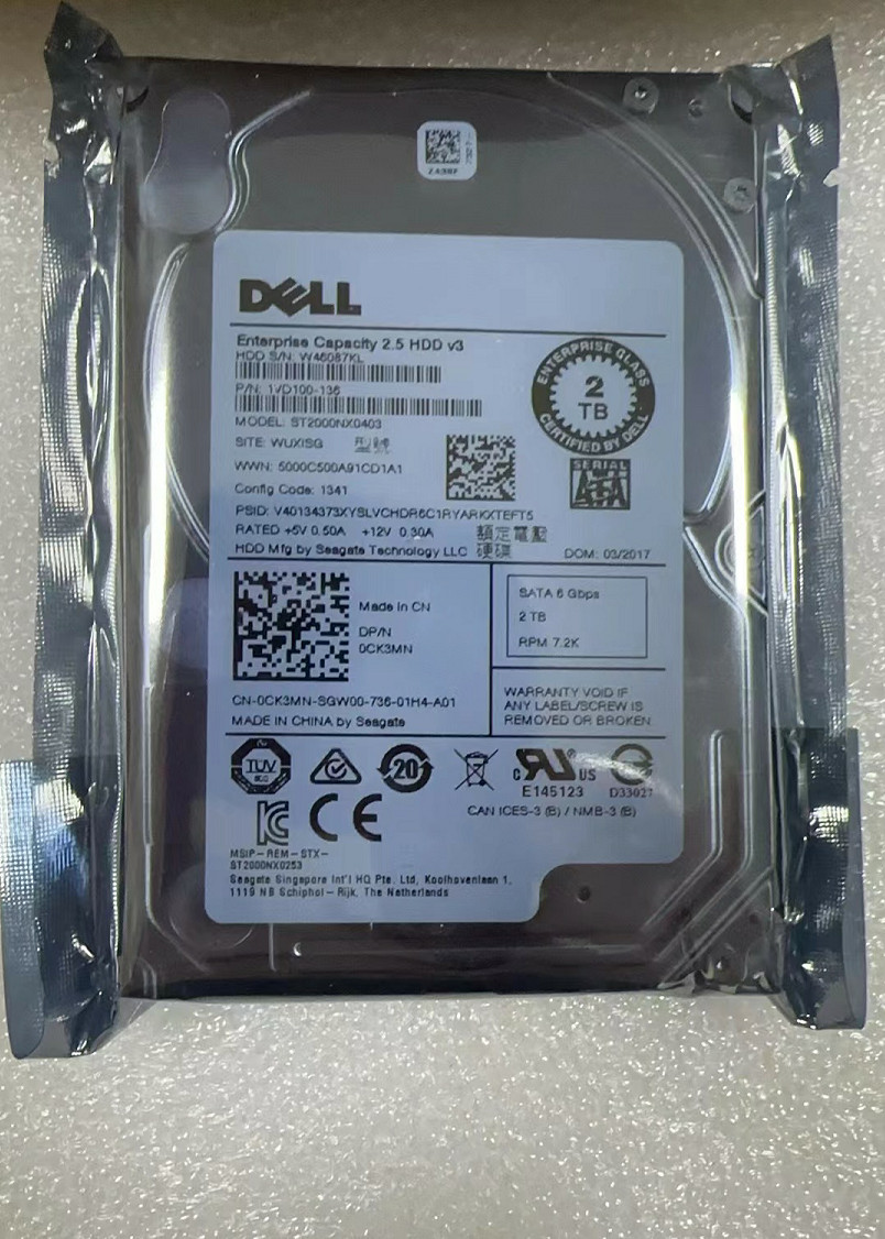 New Dell CK3MN 0CK3MN Seagate ST2000NX0403 2Tb 7.2K 2.5" SATA hard drive..