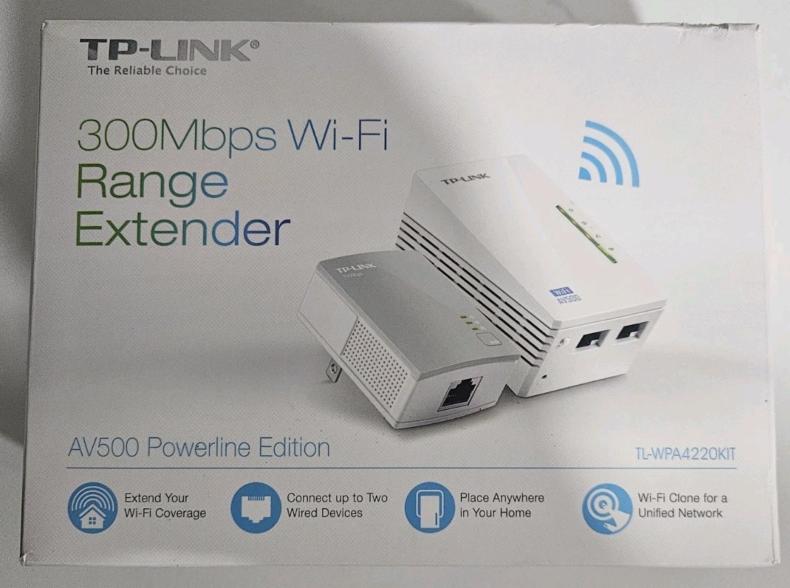 TP-LINK TL-WPA4220KIT 300Mbps AV500 WiFi Powerline Extender Starter Kit 